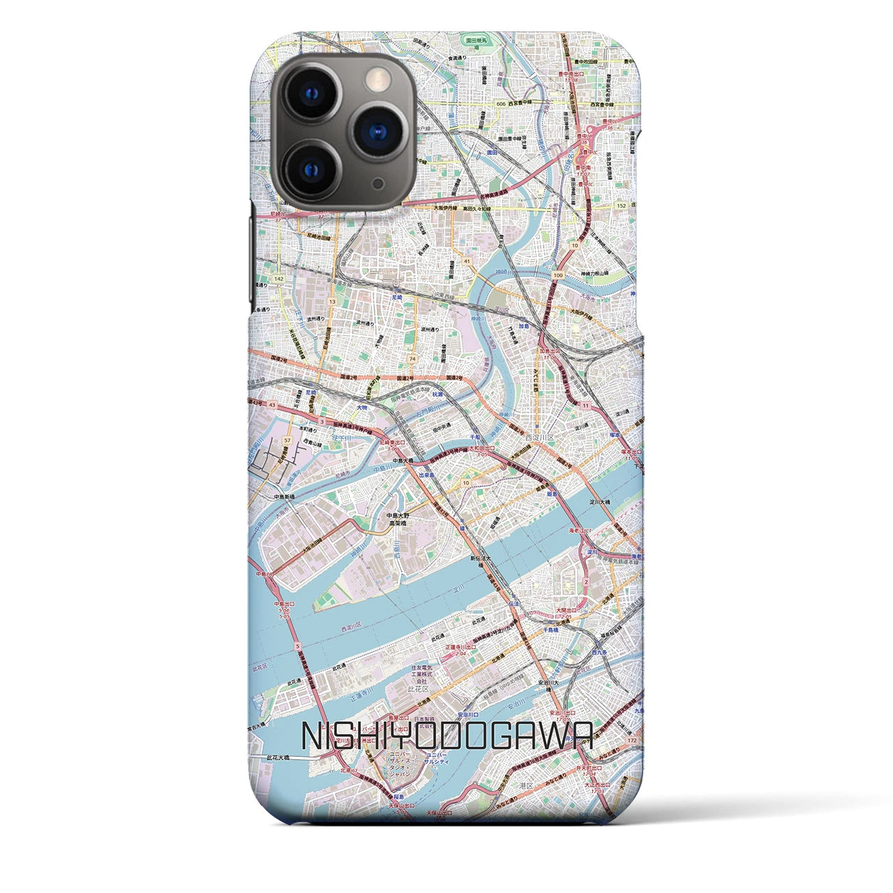 【西淀川(大阪府)】地図柄iPhoneケース(バックカバータイプ)