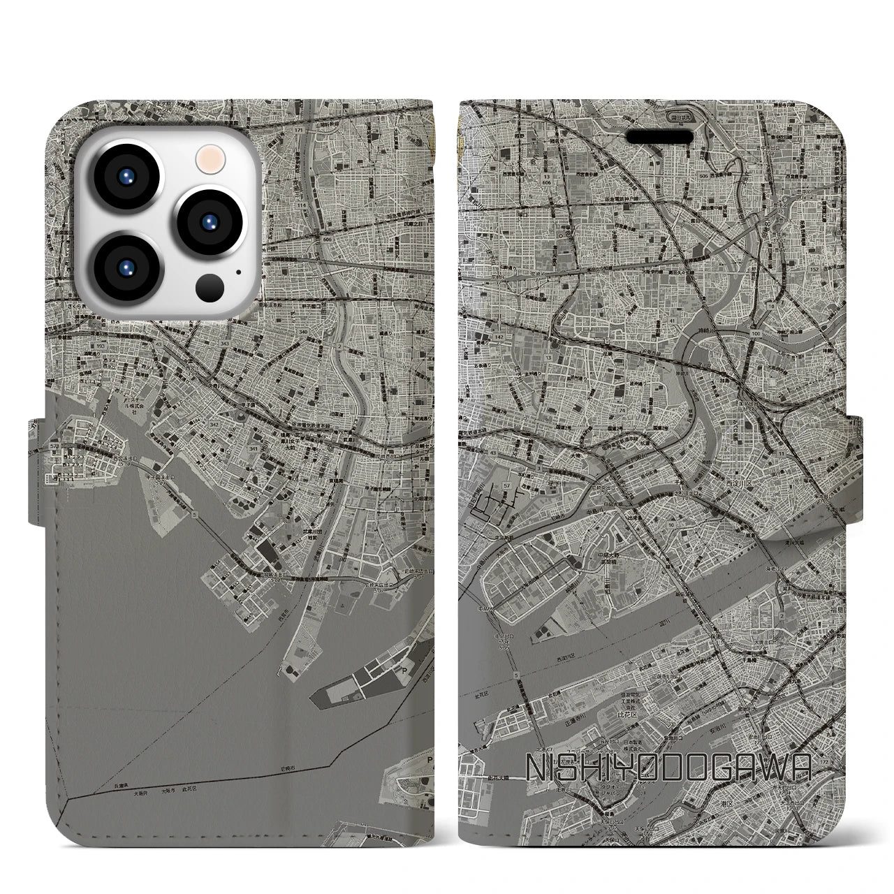 【西淀川(大阪府)】地図柄iPhoneケース(手帳タイプ)