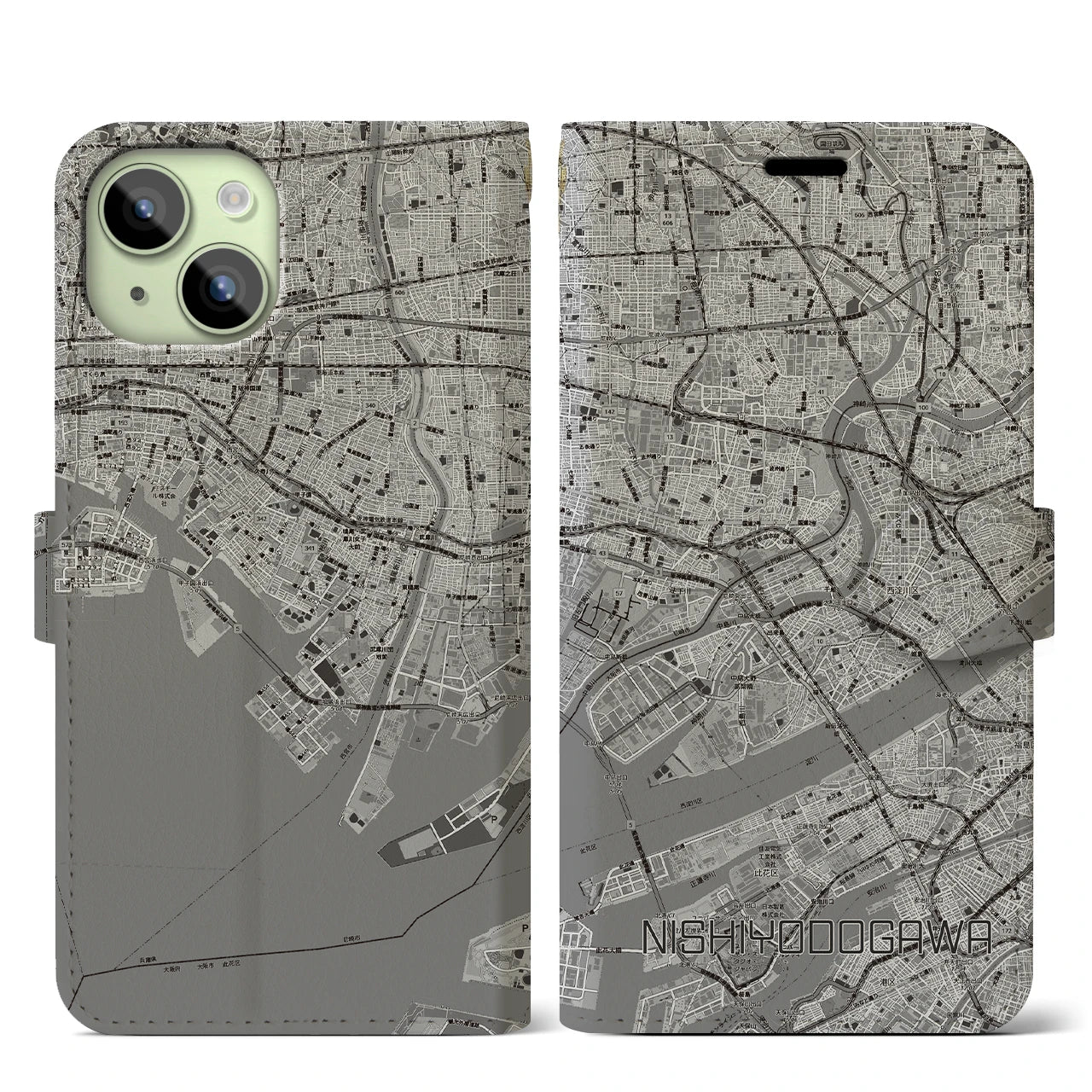 【西淀川(大阪府)】地図柄iPhoneケース(手帳タイプ)