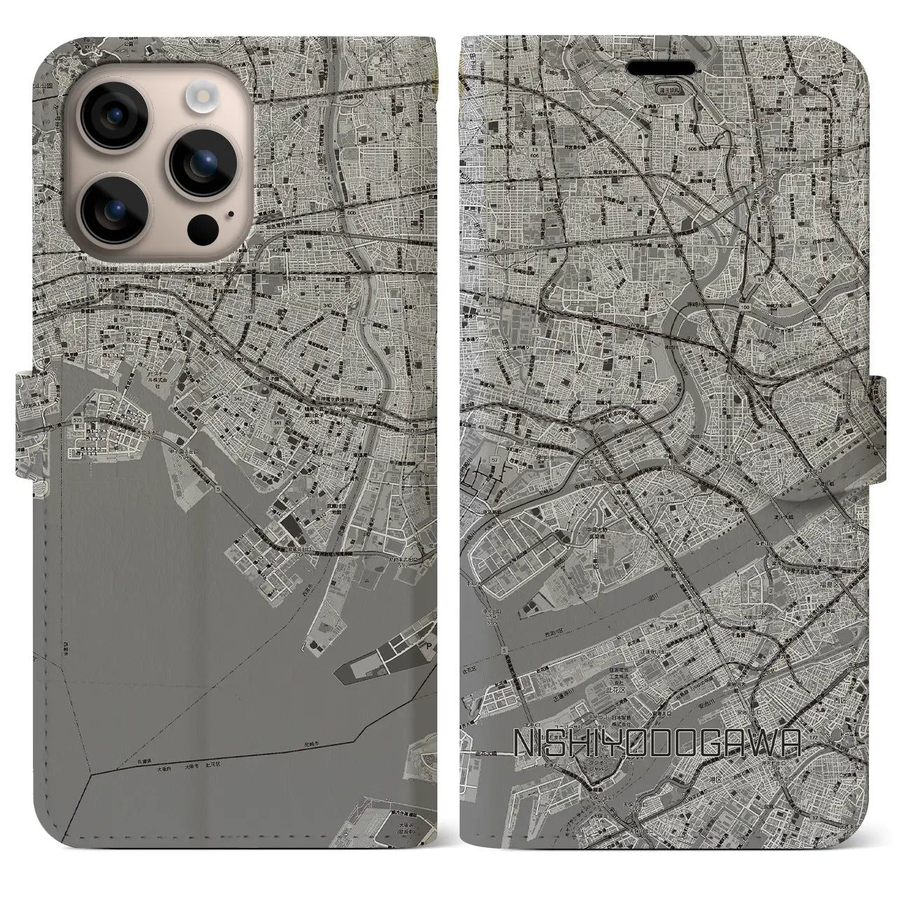 【西淀川(大阪府)】地図柄iPhoneケース(手帳タイプ)