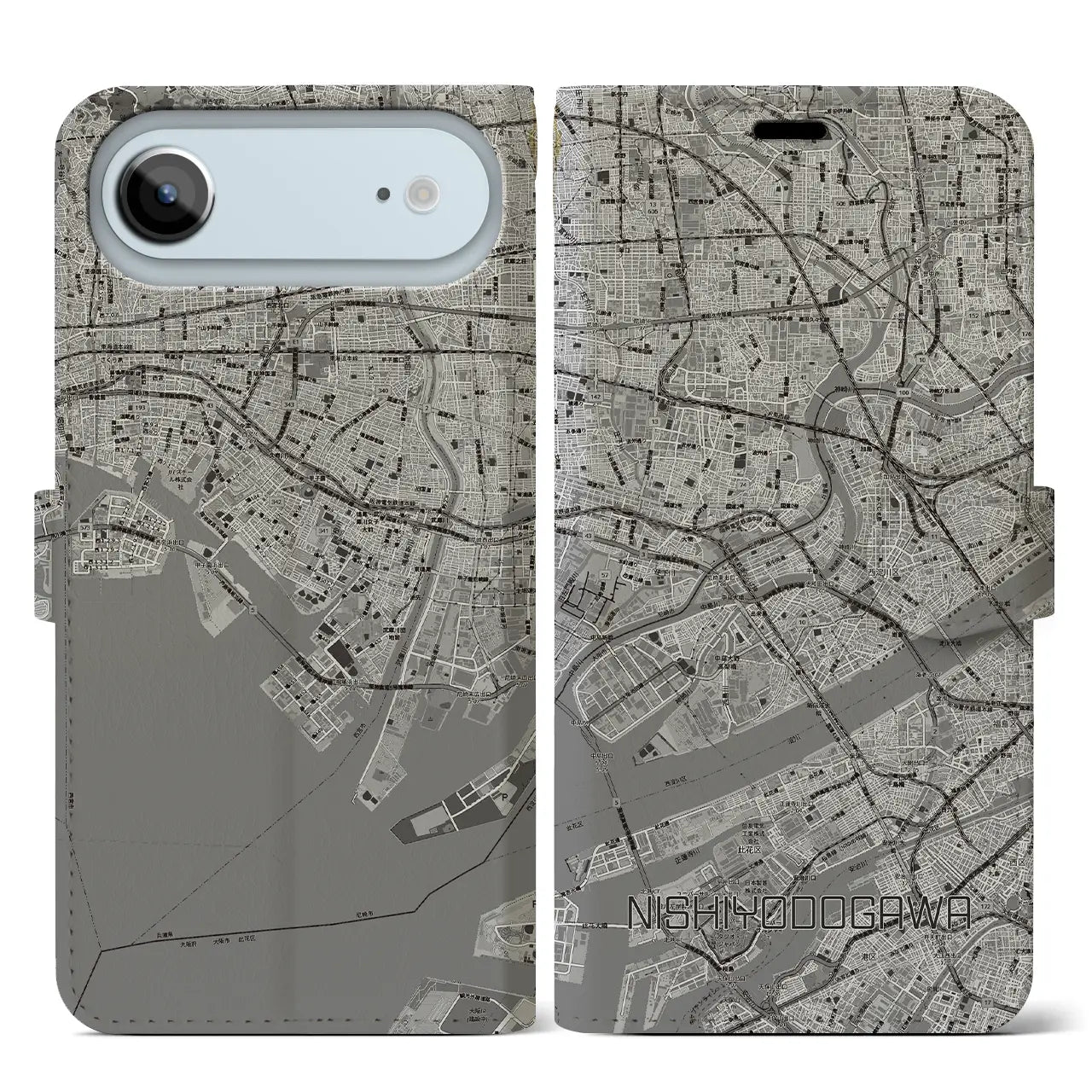 【西淀川(大阪府)】地図柄iPhoneケース(手帳タイプ)