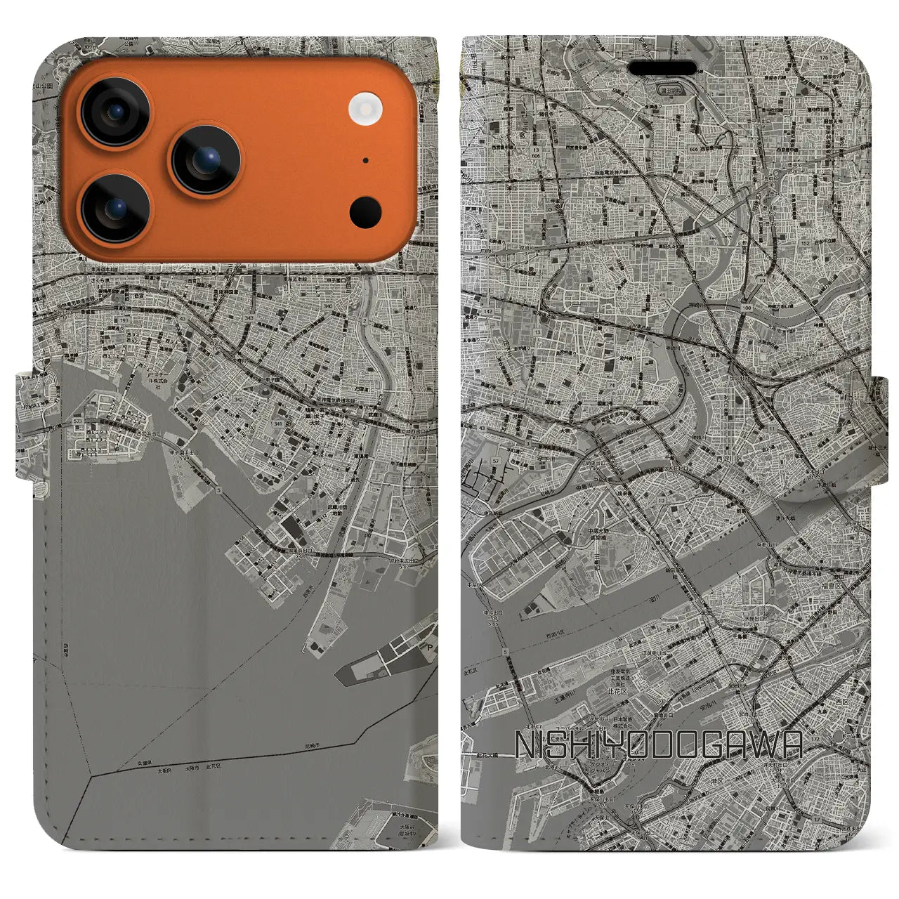【西淀川(大阪府)】地図柄iPhoneケース(手帳タイプ)