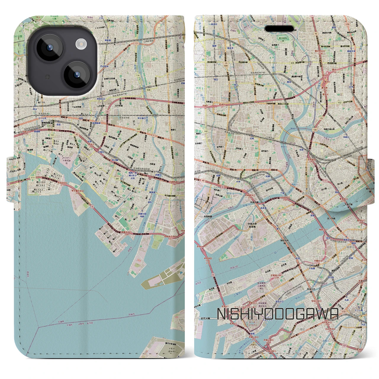 【西淀川(大阪府)】地図柄iPhoneケース(手帳タイプ)