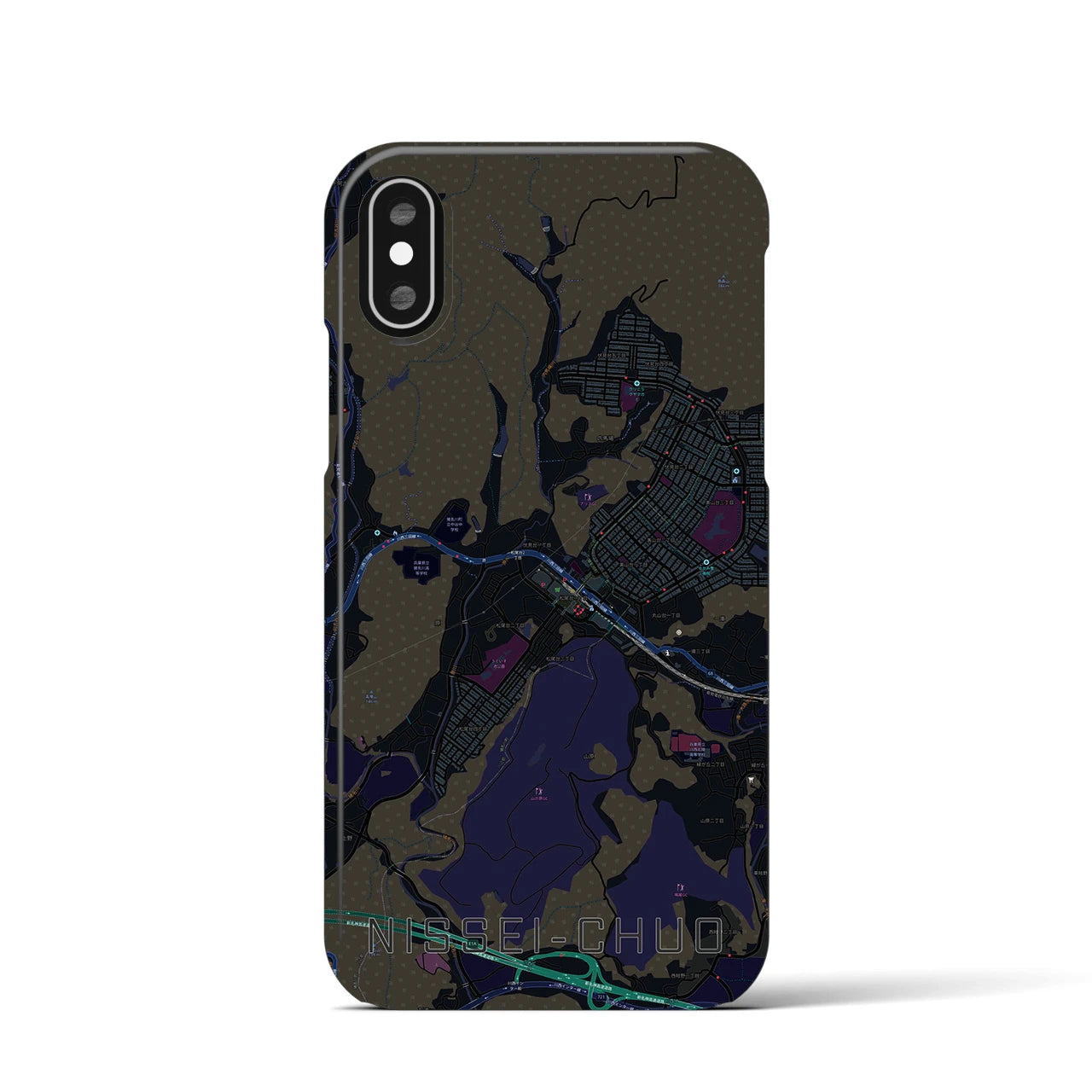 【日生中央(兵庫県)】地図柄iPhoneケース(バックカバータイプ)