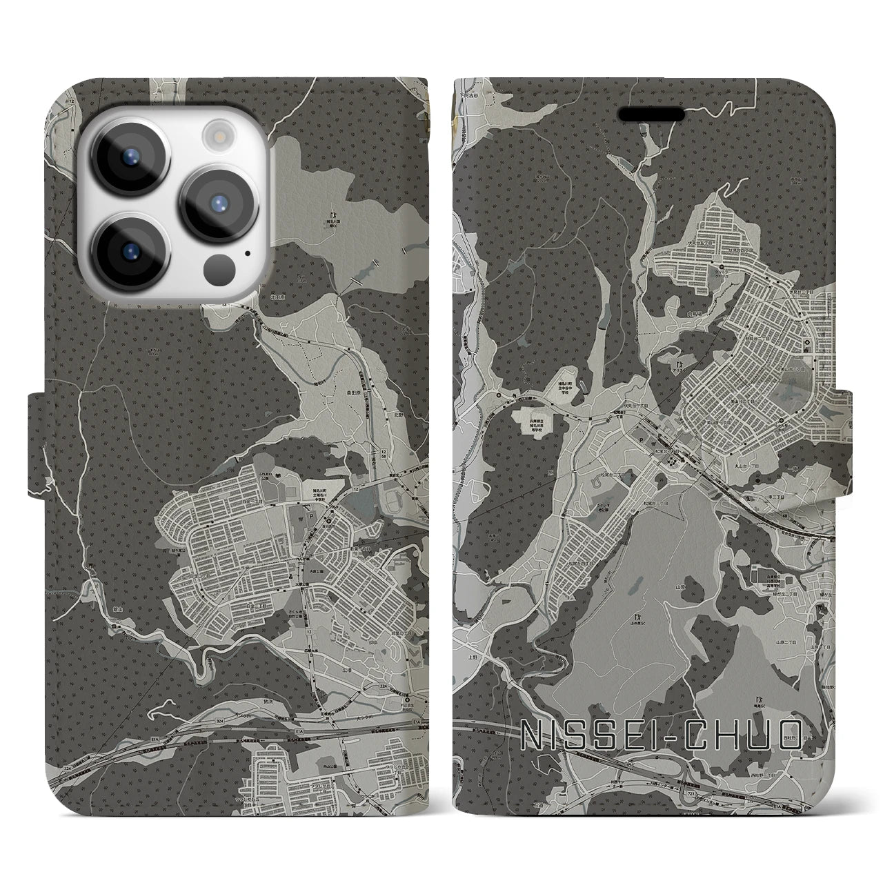 【日生中央(兵庫県)】地図柄iPhoneケース(手帳タイプ)