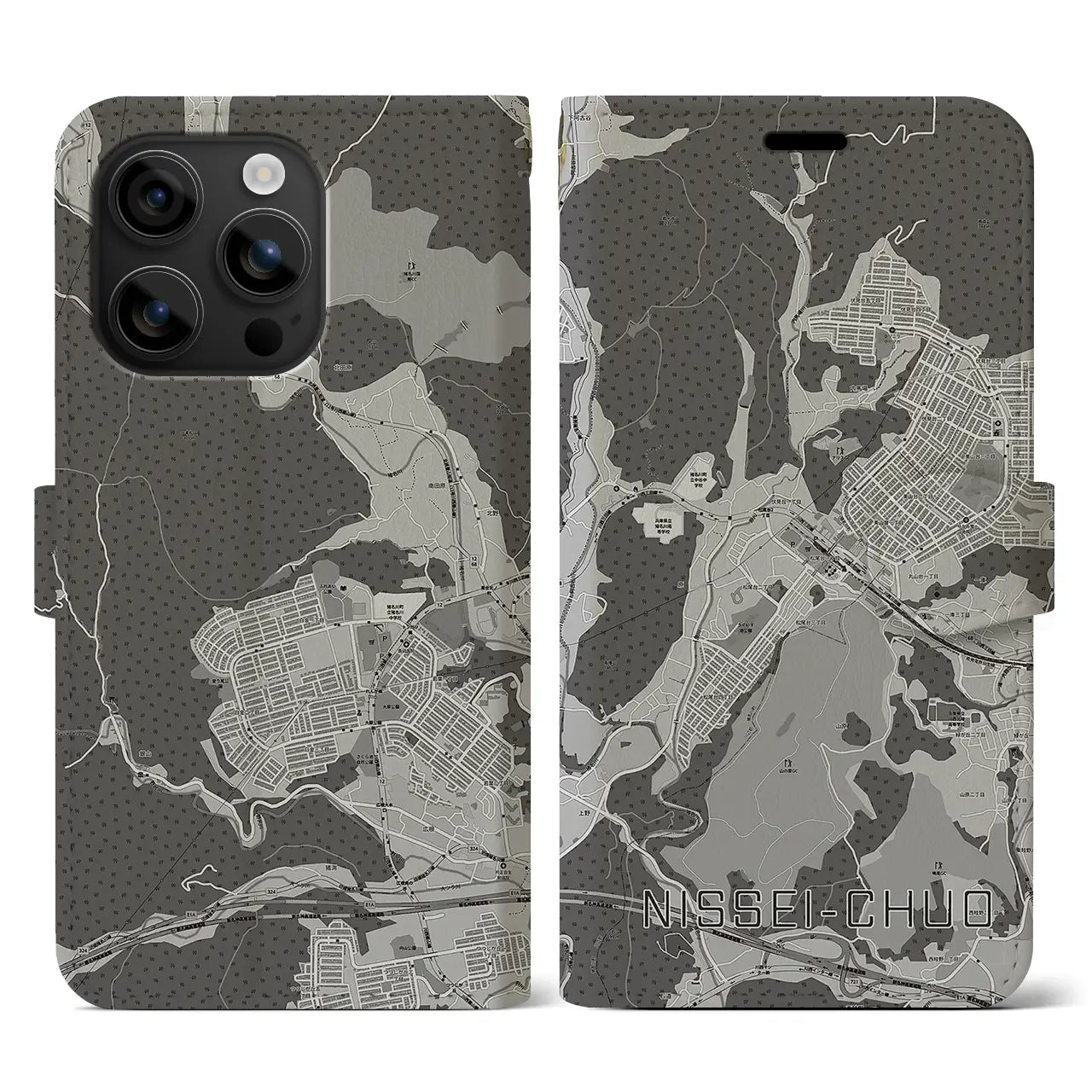 【日生中央(兵庫県)】地図柄iPhoneケース(手帳タイプ)