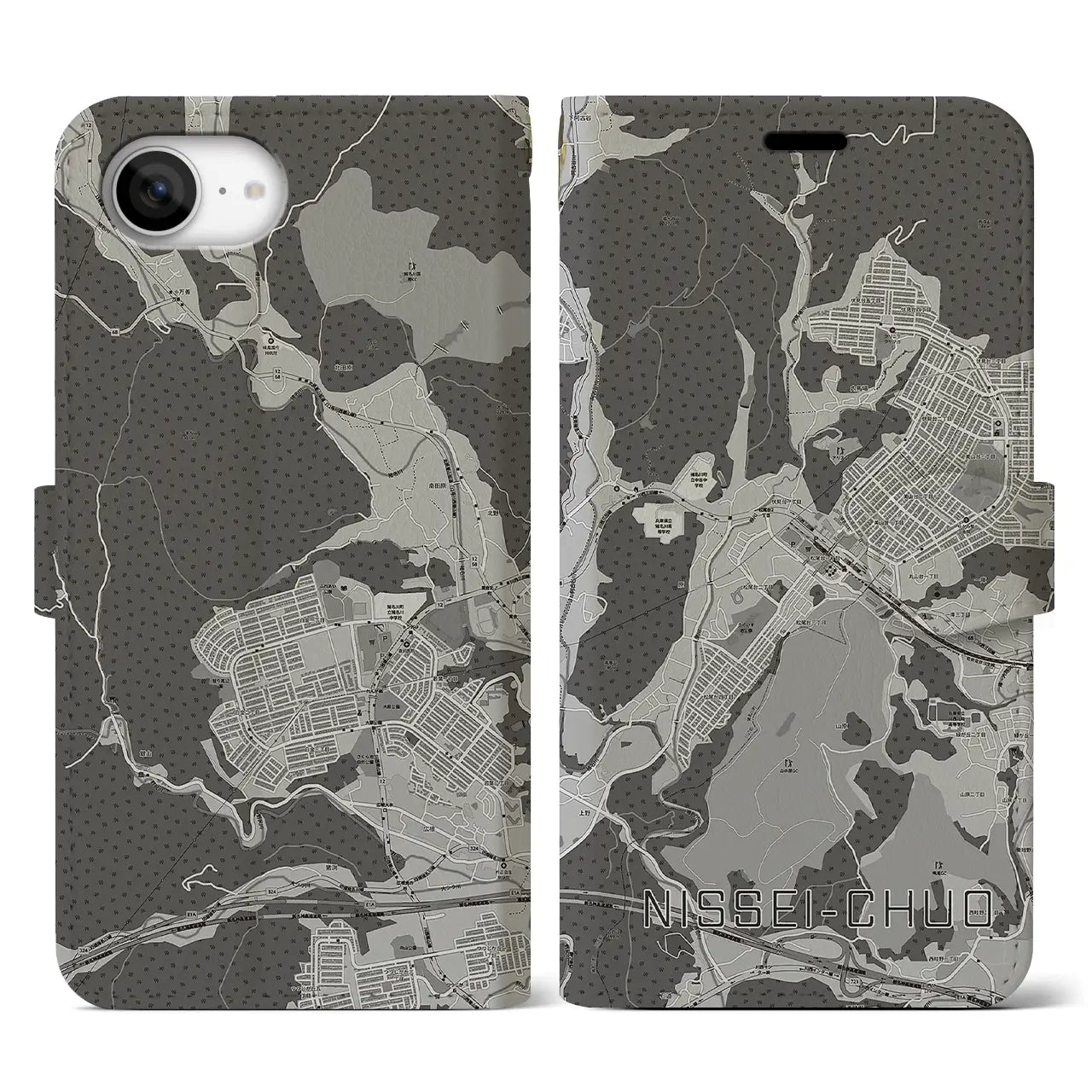 【日生中央(兵庫県)】地図柄iPhoneケース(手帳タイプ)