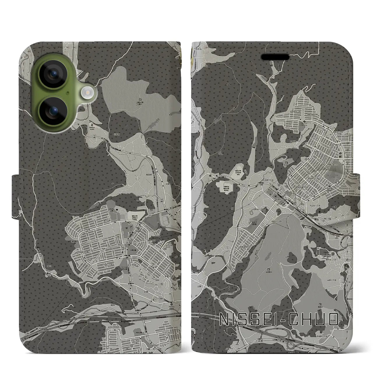 【日生中央(兵庫県)】地図柄iPhoneケース(手帳タイプ)