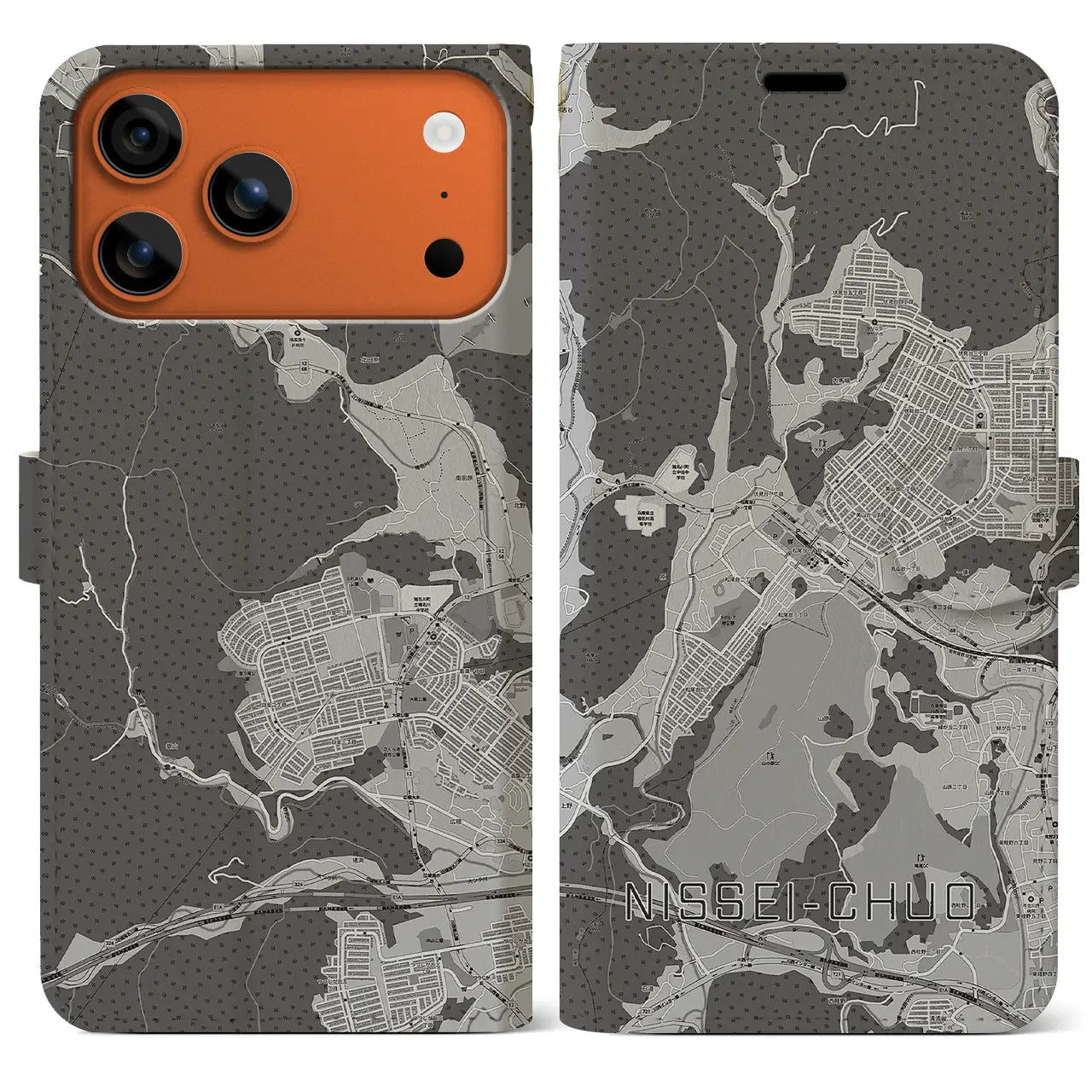 【日生中央(兵庫県)】地図柄iPhoneケース(手帳タイプ)