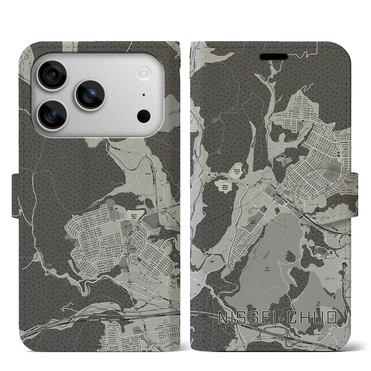 【日生中央(兵庫県)】地図柄iPhoneケース(手帳タイプ)