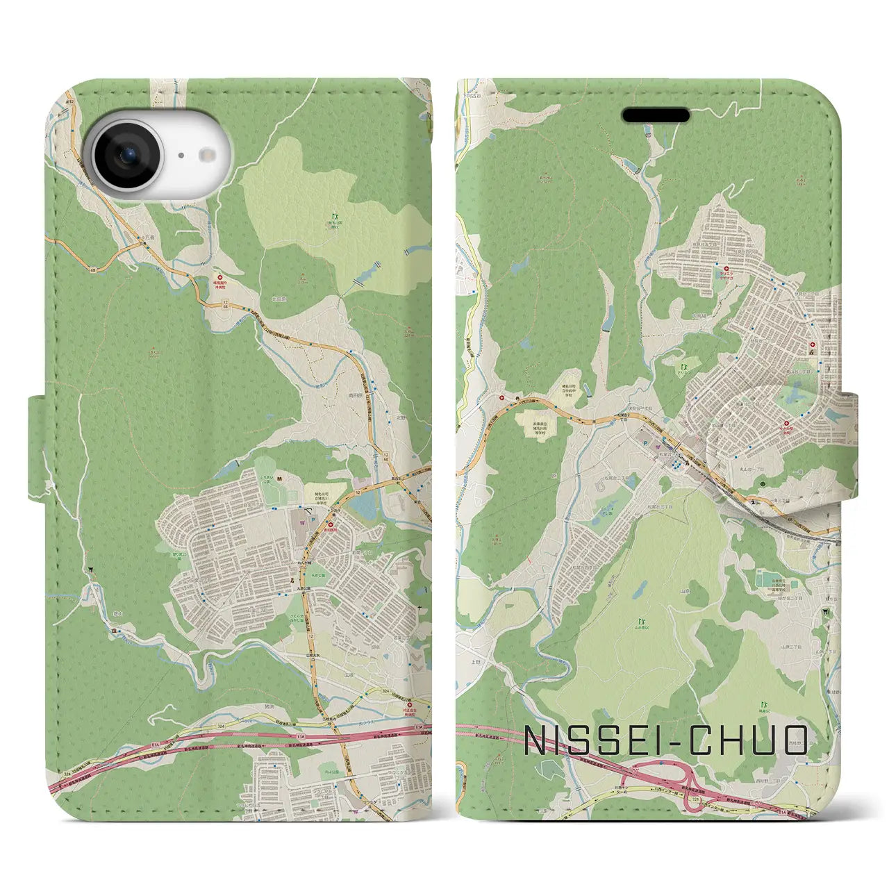 【日生中央(兵庫県)】地図柄iPhoneケース(手帳タイプ)