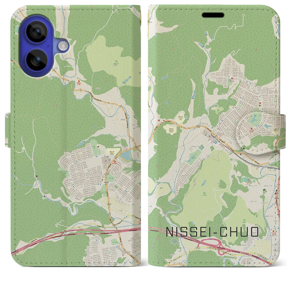 【日生中央(兵庫県)】地図柄iPhoneケース(手帳タイプ)ナチュラル・iPhone 16 Pro Max 用