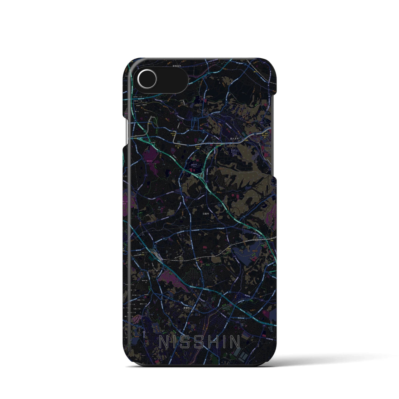 【日進(愛知県)】地図柄iPhoneケース(バックカバータイプ)
