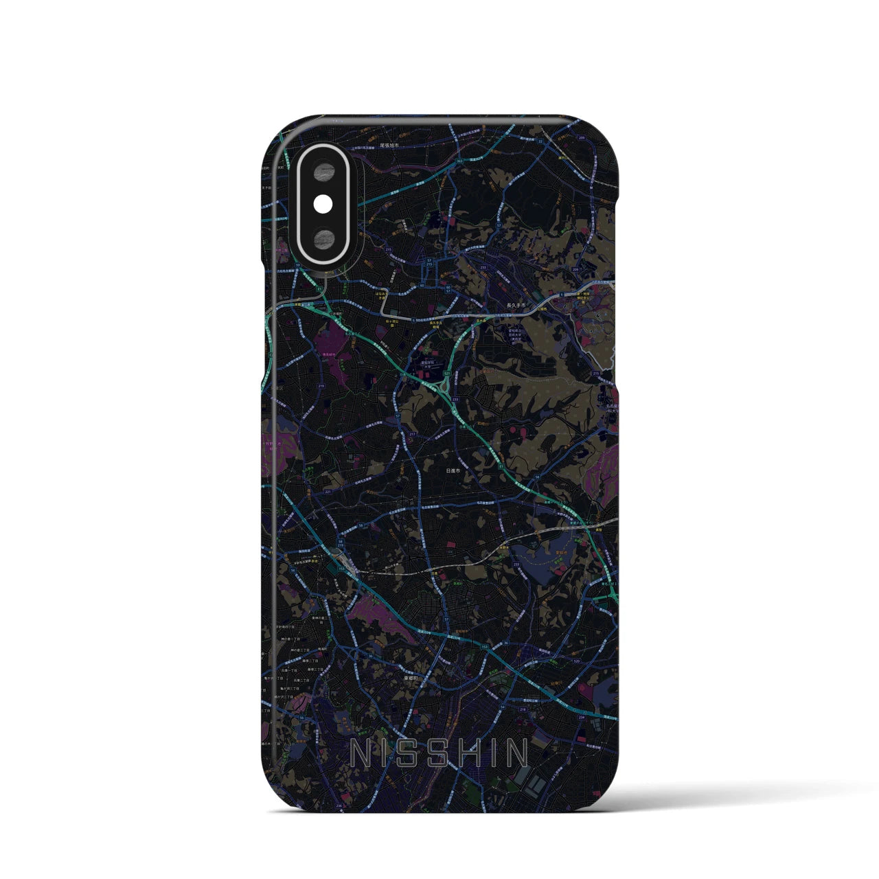 【日進(愛知県)】地図柄iPhoneケース(バックカバータイプ)