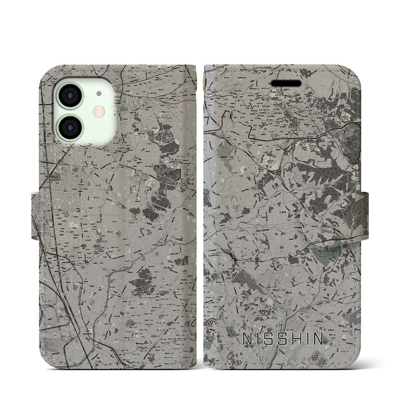 【日進(愛知県)】地図柄iPhoneケース(手帳タイプ)