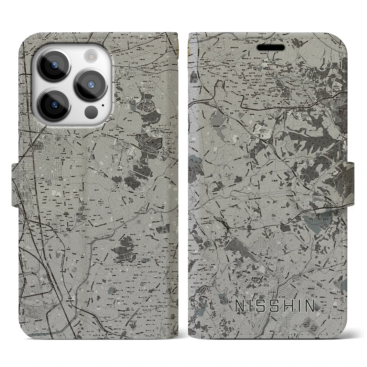 【日進(愛知県)】地図柄iPhoneケース(手帳タイプ)