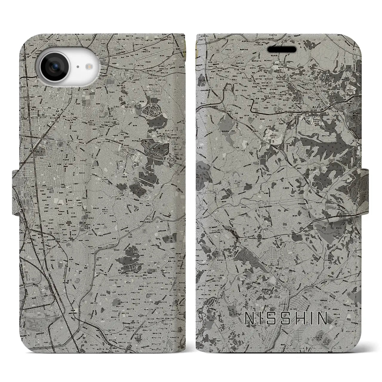 【日進(愛知県)】地図柄iPhoneケース(手帳タイプ)