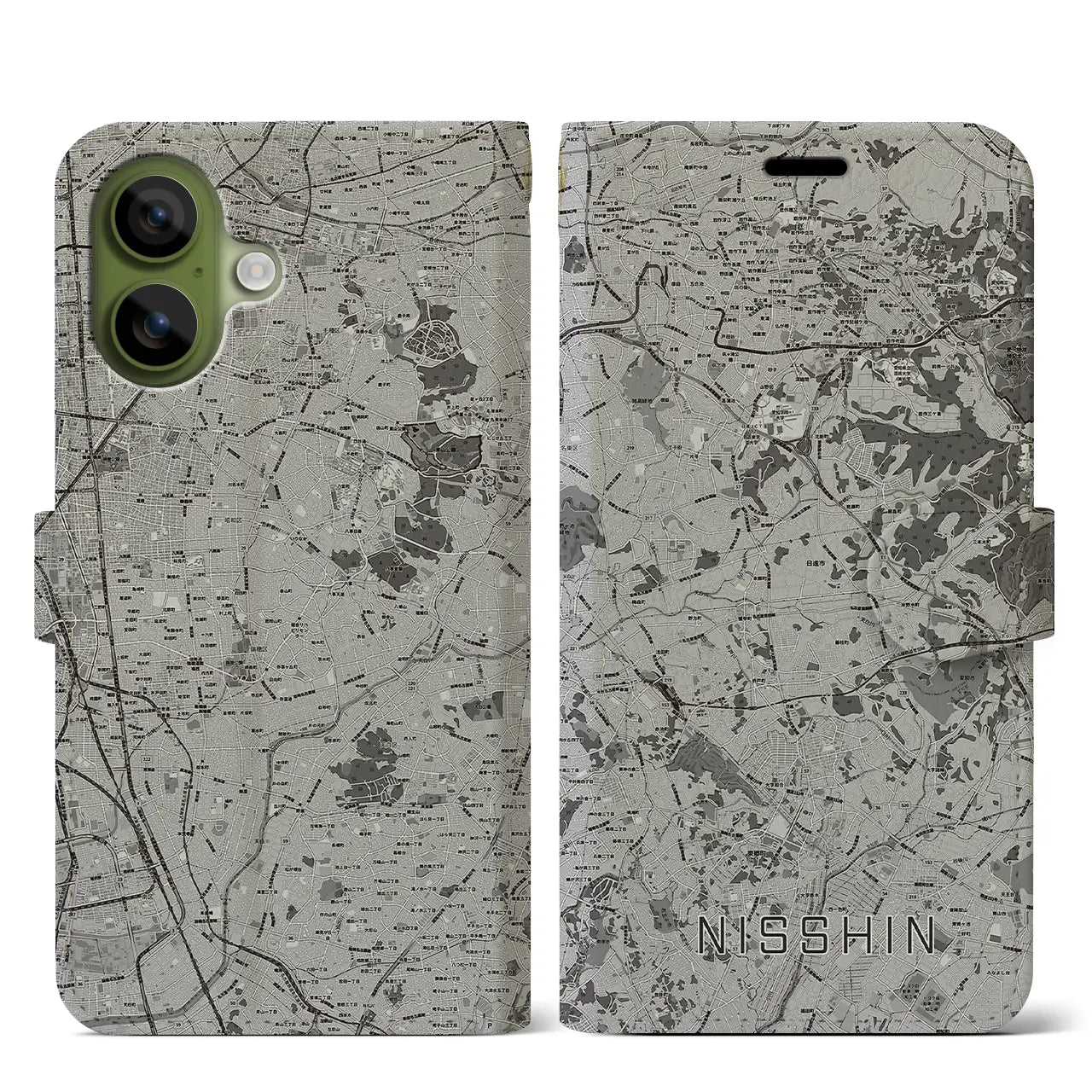 【日進(愛知県)】地図柄iPhoneケース(手帳タイプ)