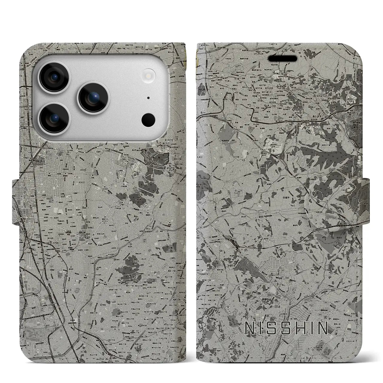 【日進(愛知県)】地図柄iPhoneケース(手帳タイプ)