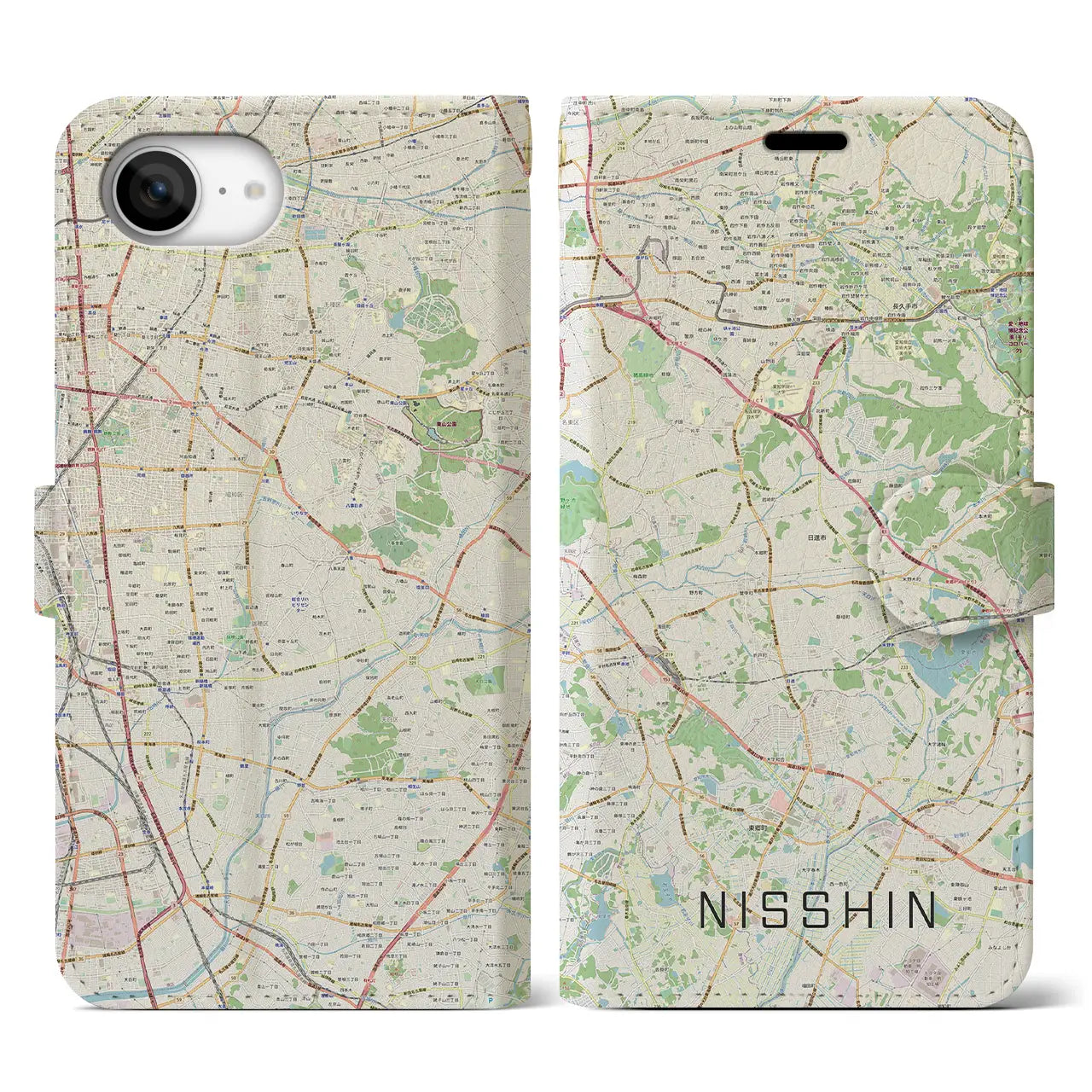 【日進(愛知県)】地図柄iPhoneケース(手帳タイプ)