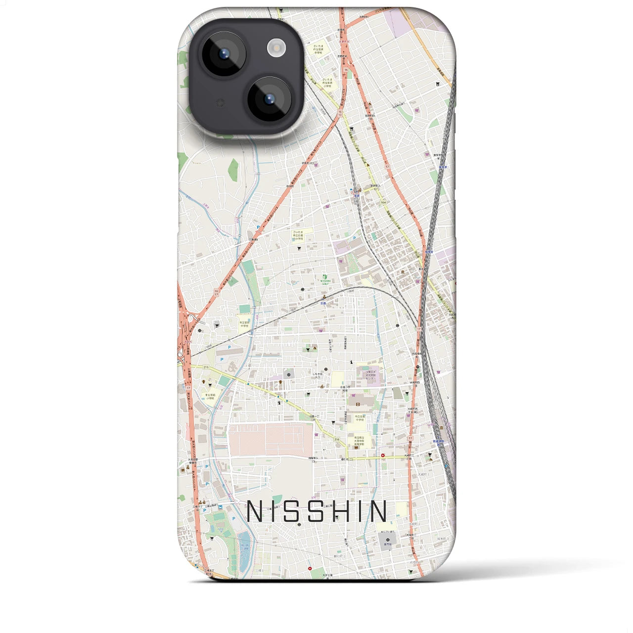 【日進(埼玉県)】地図柄iPhoneケース(バックカバータイプ)