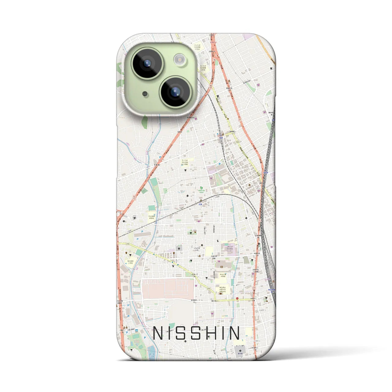 【日進(埼玉県)】地図柄iPhoneケース(バックカバータイプ)