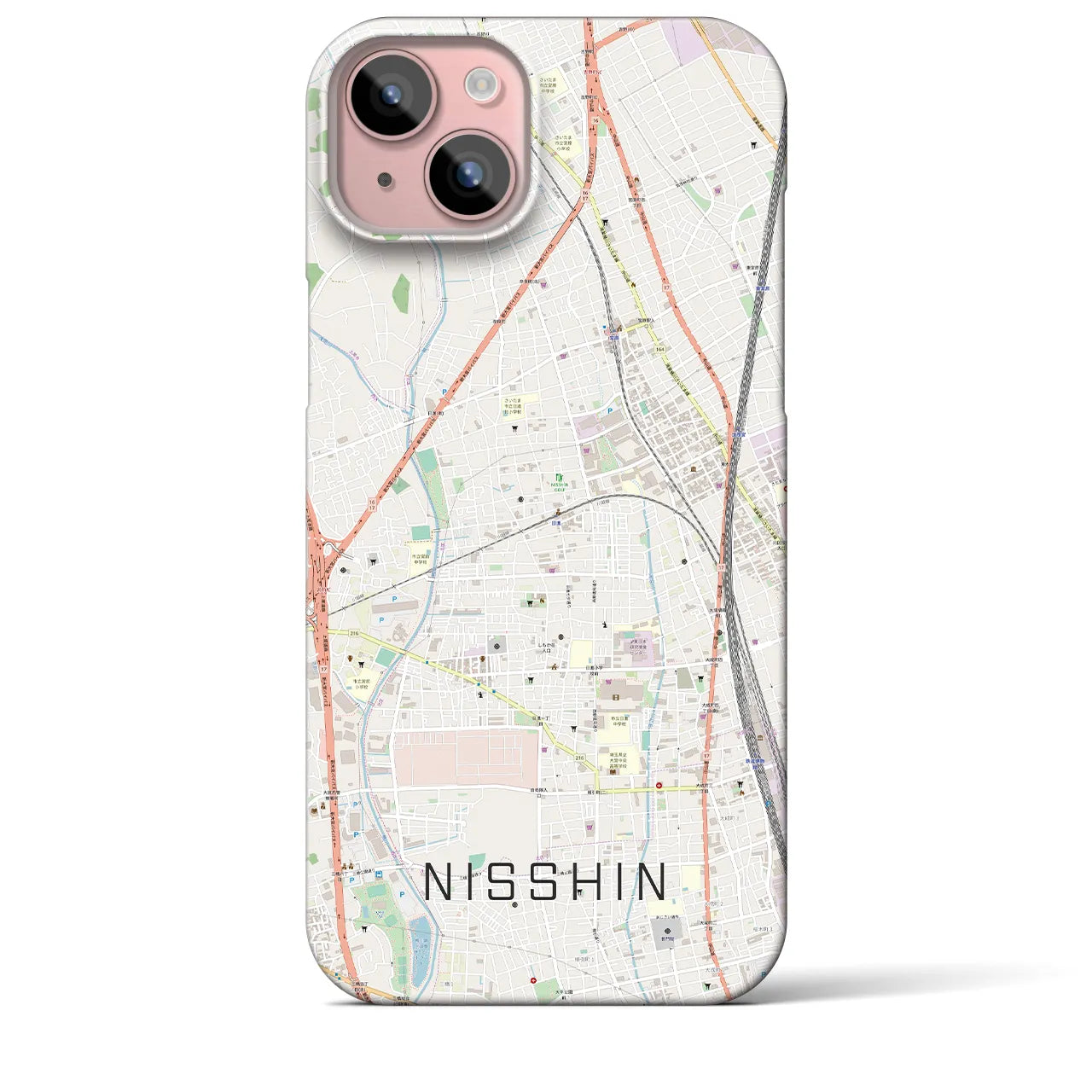 【日進(埼玉県)】地図柄iPhoneケース(バックカバータイプ)