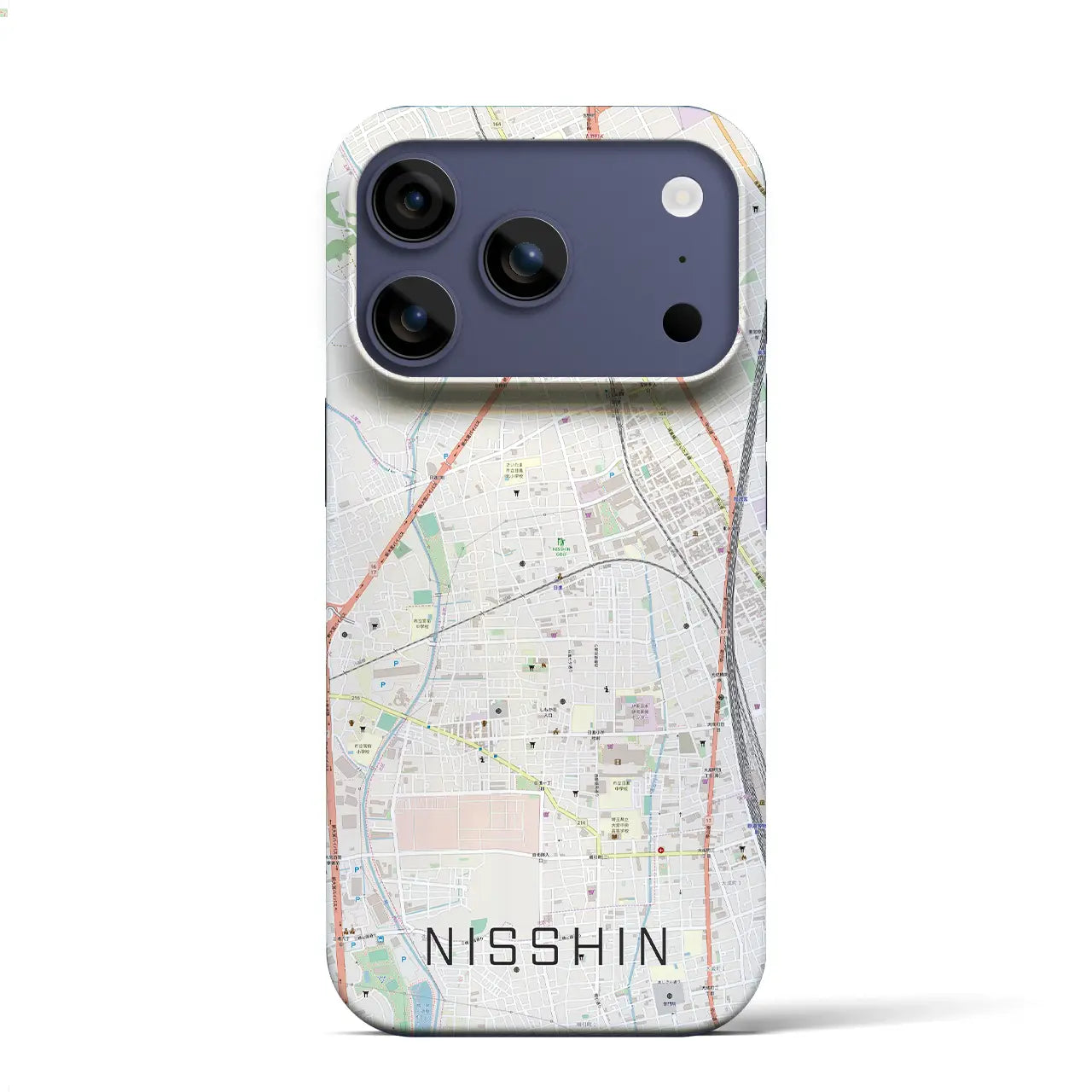 【日進(埼玉県)】地図柄iPhoneケース(バックカバータイプ)ブラック・iPhone 17 Pro Max 用