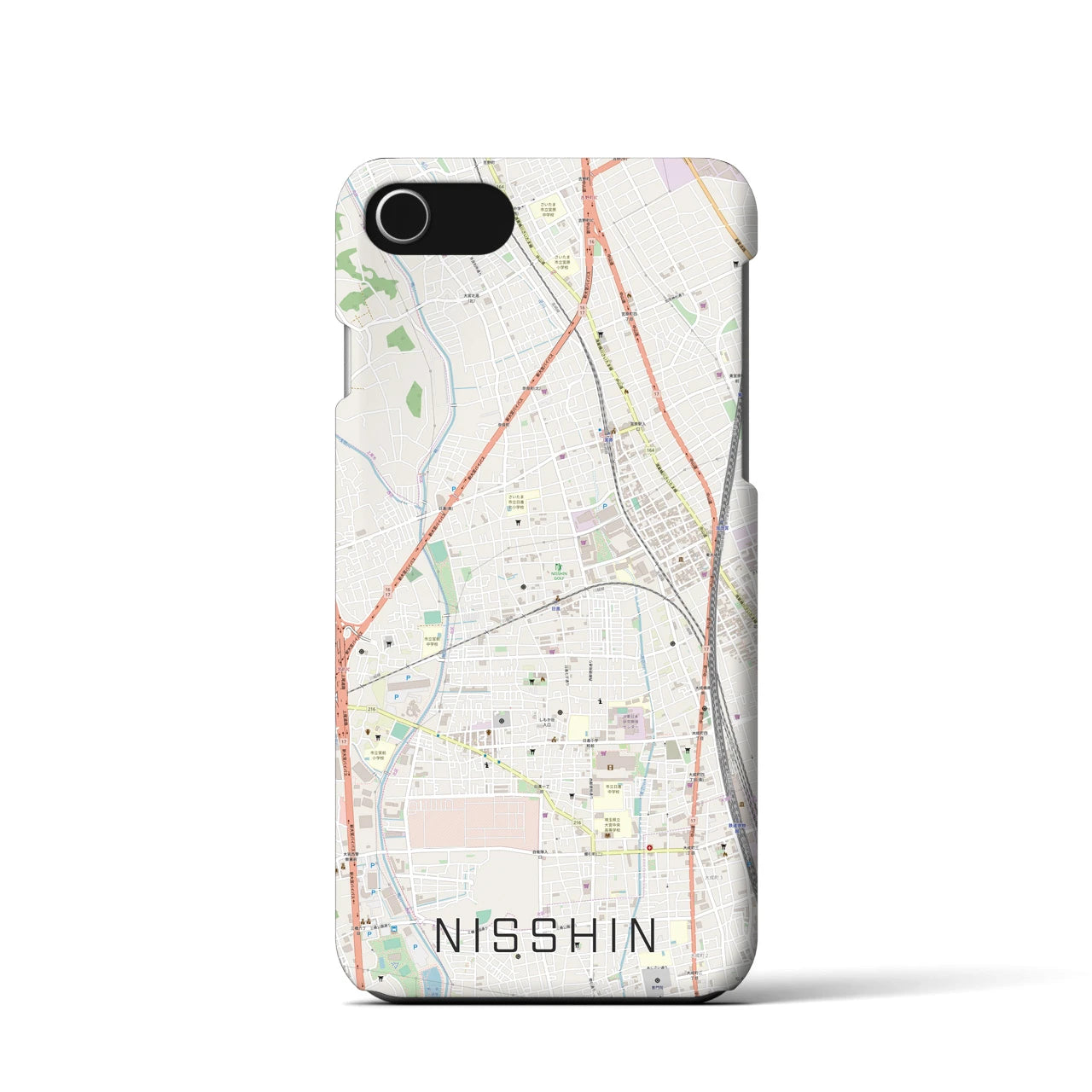 【日進(埼玉県)】地図柄iPhoneケース(バックカバータイプ)