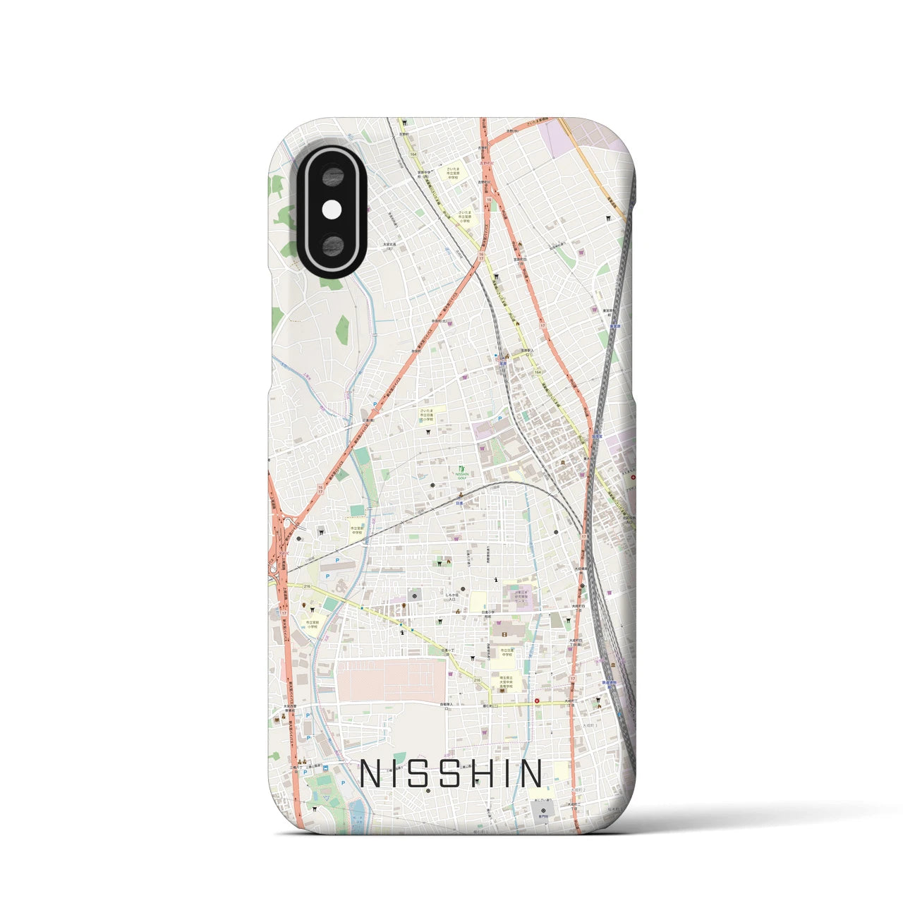 【日進(埼玉県)】地図柄iPhoneケース(バックカバータイプ)
