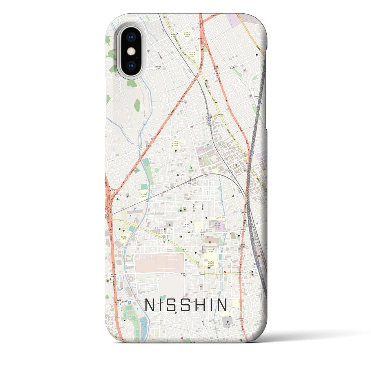 【日進(埼玉県)】地図柄iPhoneケース(バックカバータイプ)