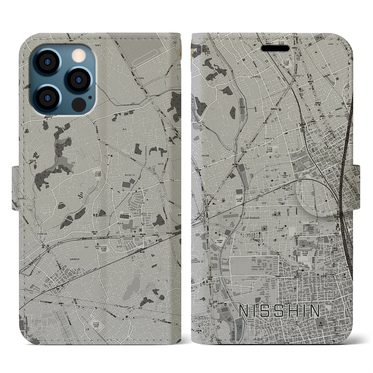 【日進(埼玉県)】地図柄iPhoneケース(手帳タイプ)