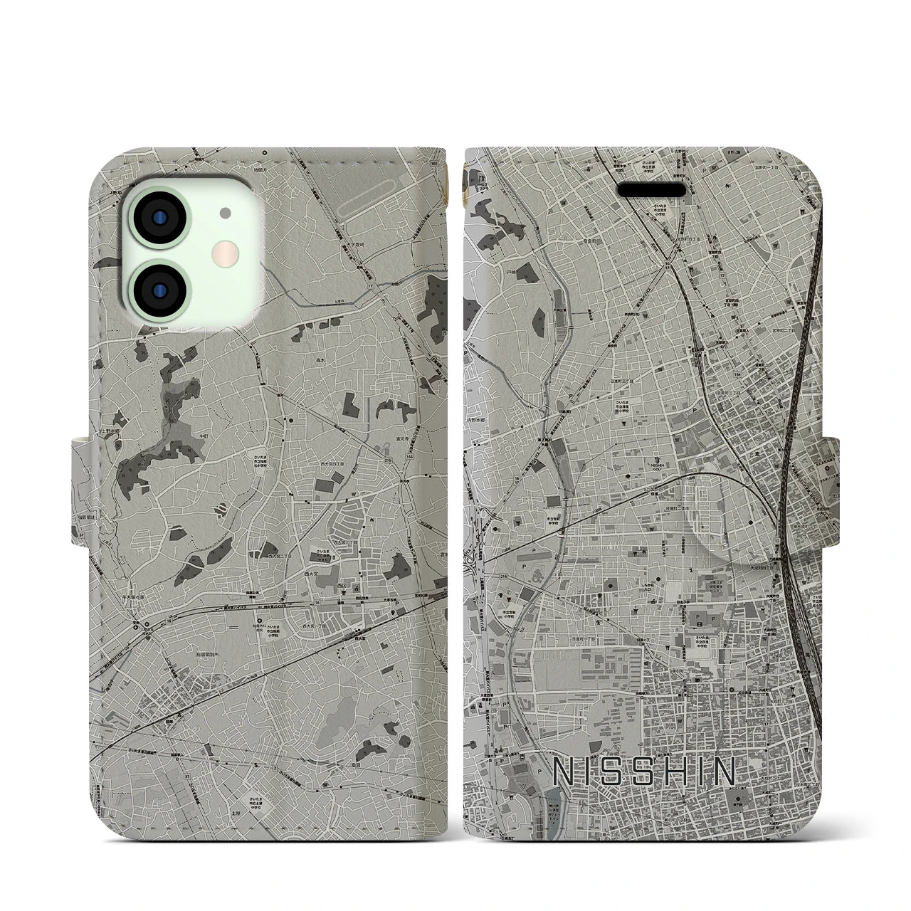 【日進(埼玉県)】地図柄iPhoneケース(手帳タイプ)