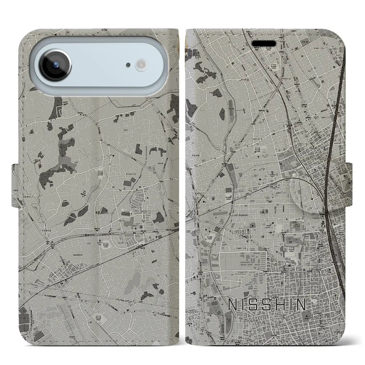 【日進(埼玉県)】地図柄iPhoneケース(手帳タイプ)