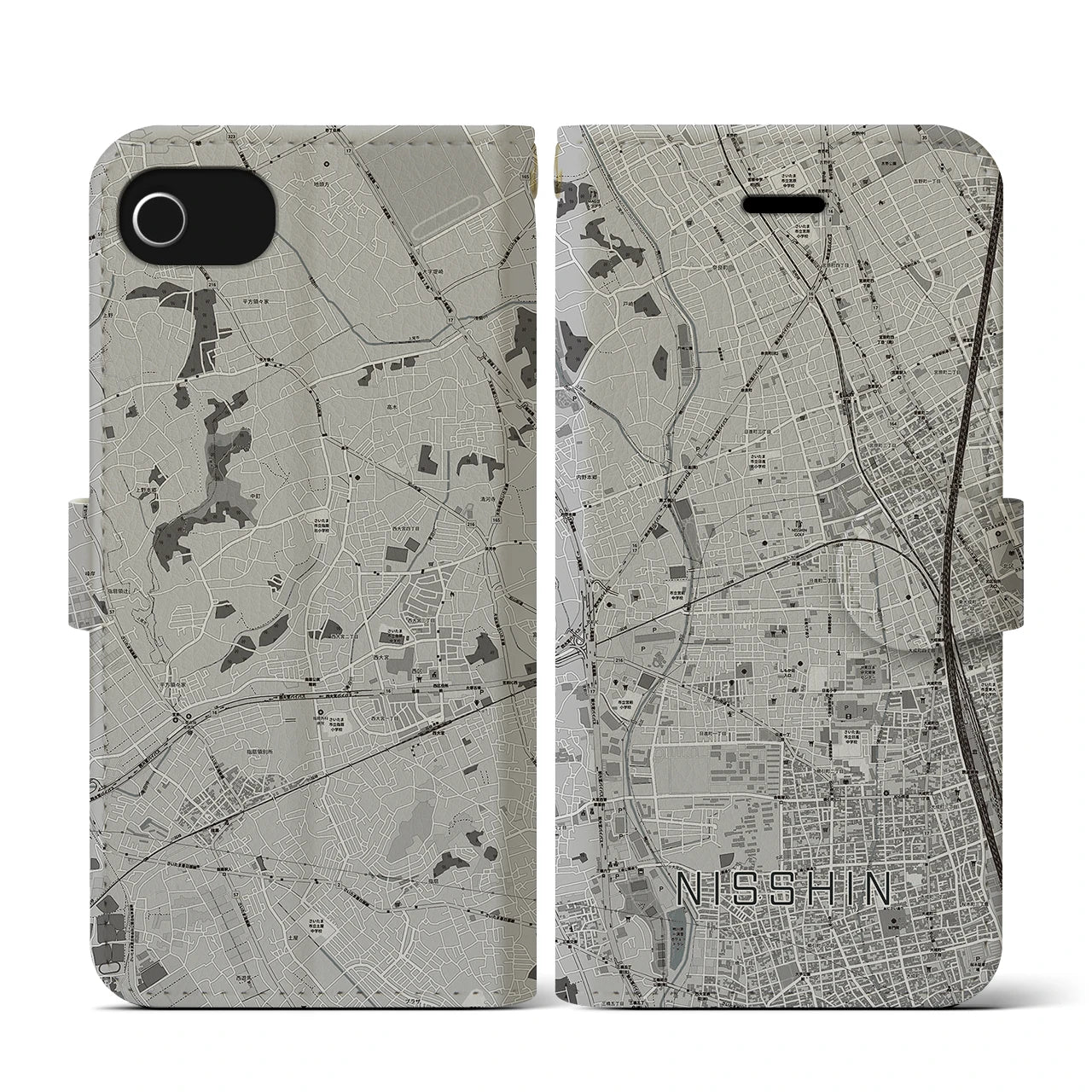 【日進(埼玉県)】地図柄iPhoneケース(手帳タイプ)