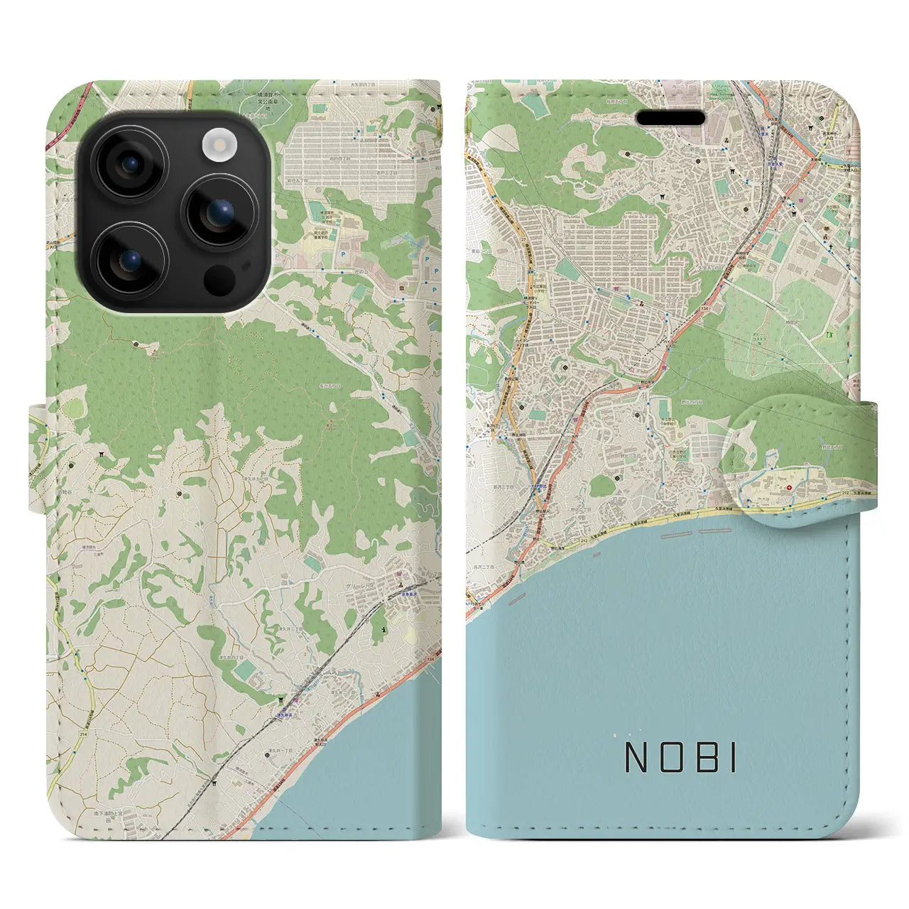 【野比(神奈川県)】地図柄iPhoneケース(手帳タイプ)ナチュラル・iPhone 16 用