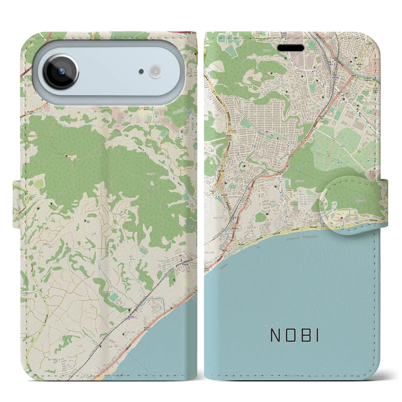 【野比(神奈川県)】地図柄iPhoneケース(手帳タイプ)ナチュラル・iPhone 17 Pro Max 用
