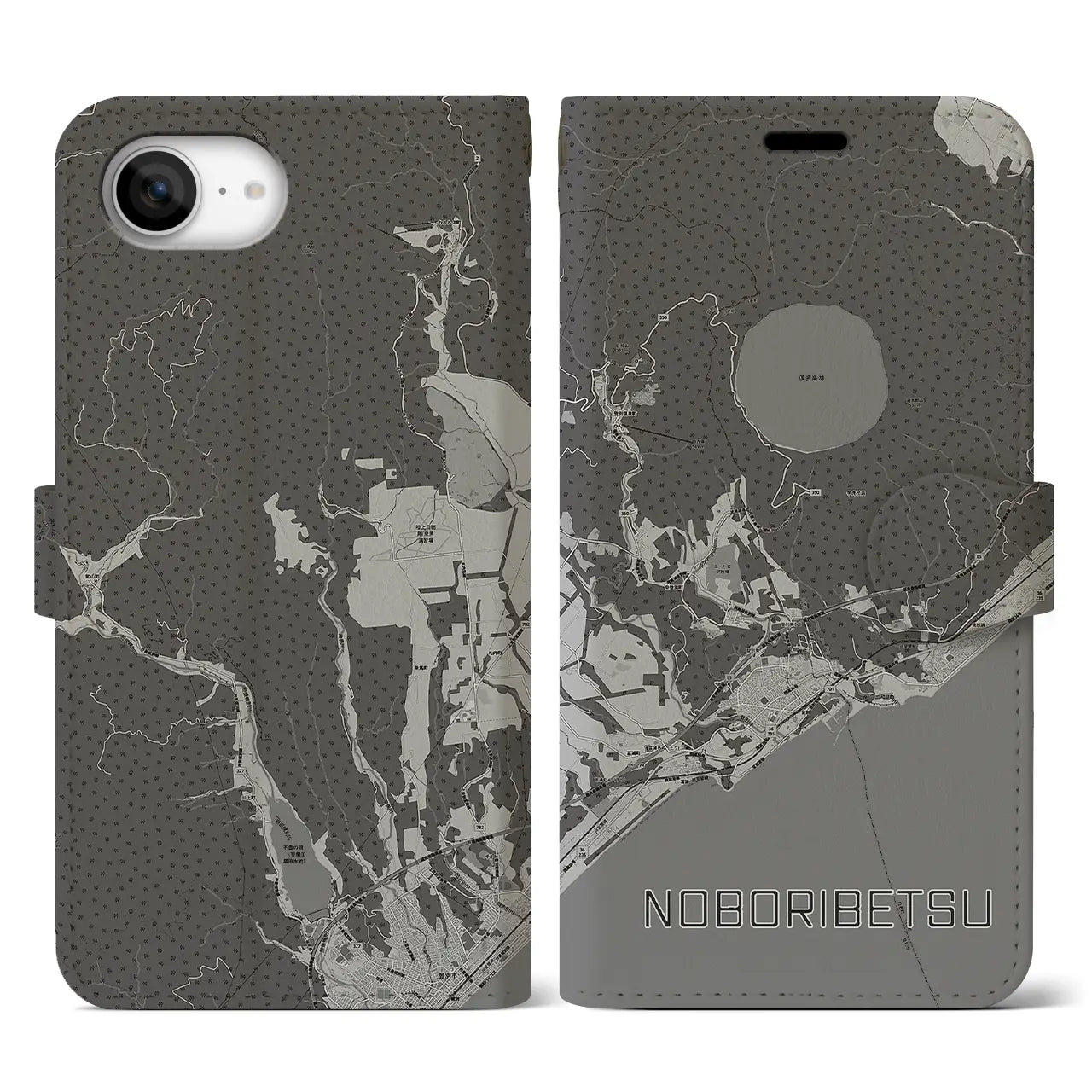 【登別(北海道)】地図柄iPhoneケース(手帳タイプ)