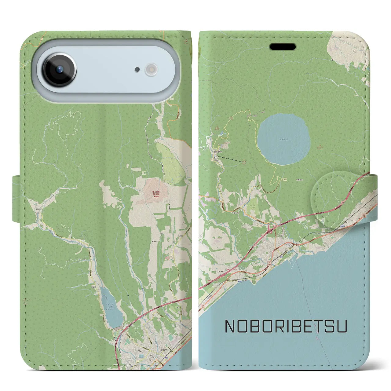 【登別(北海道)】地図柄iPhoneケース(手帳タイプ)モノトーン・iPhone 17 Pro Max 用