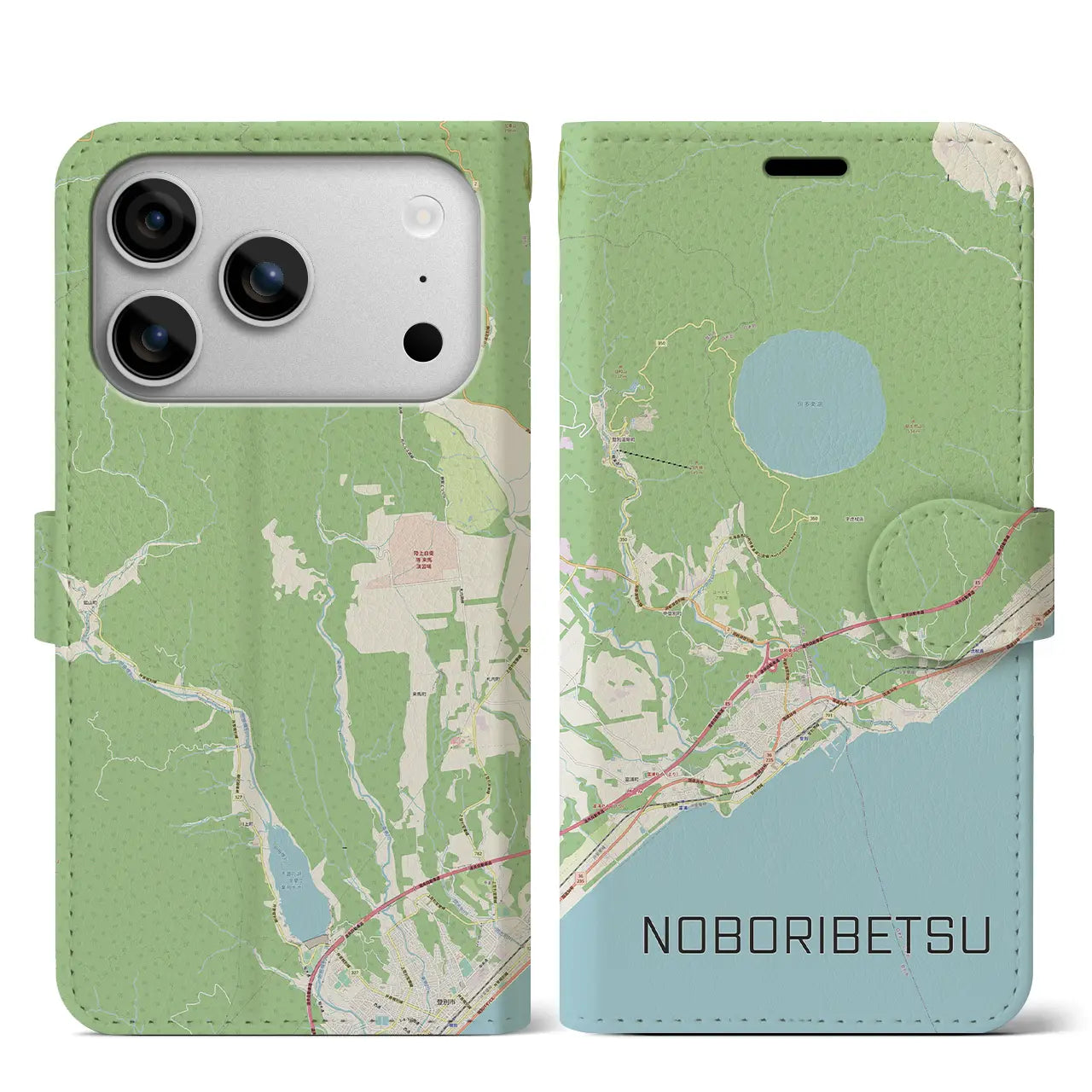 【登別(北海道)】地図柄iPhoneケース(手帳タイプ)