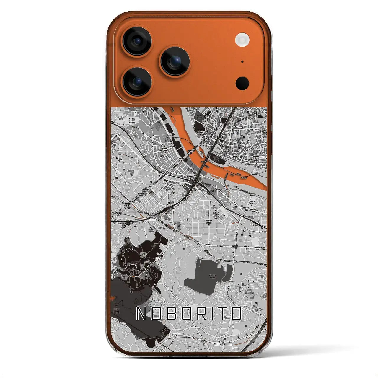 【登戸(神奈川県)】地図柄iPhoneケース(クリアタイプ)モノトーン・iPhone 17 Pro Max 用