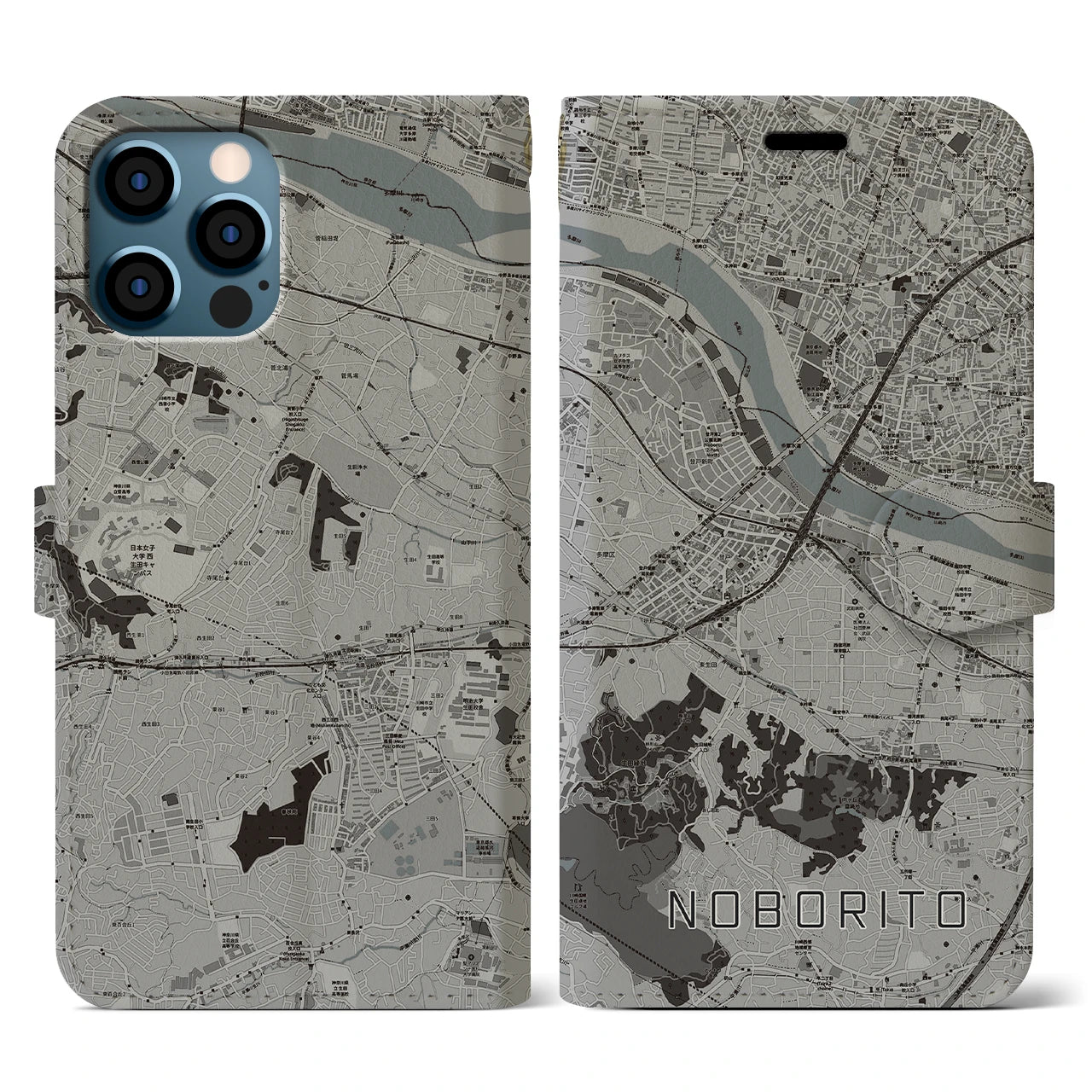 【登戸(神奈川県)】地図柄iPhoneケース(手帳タイプ)