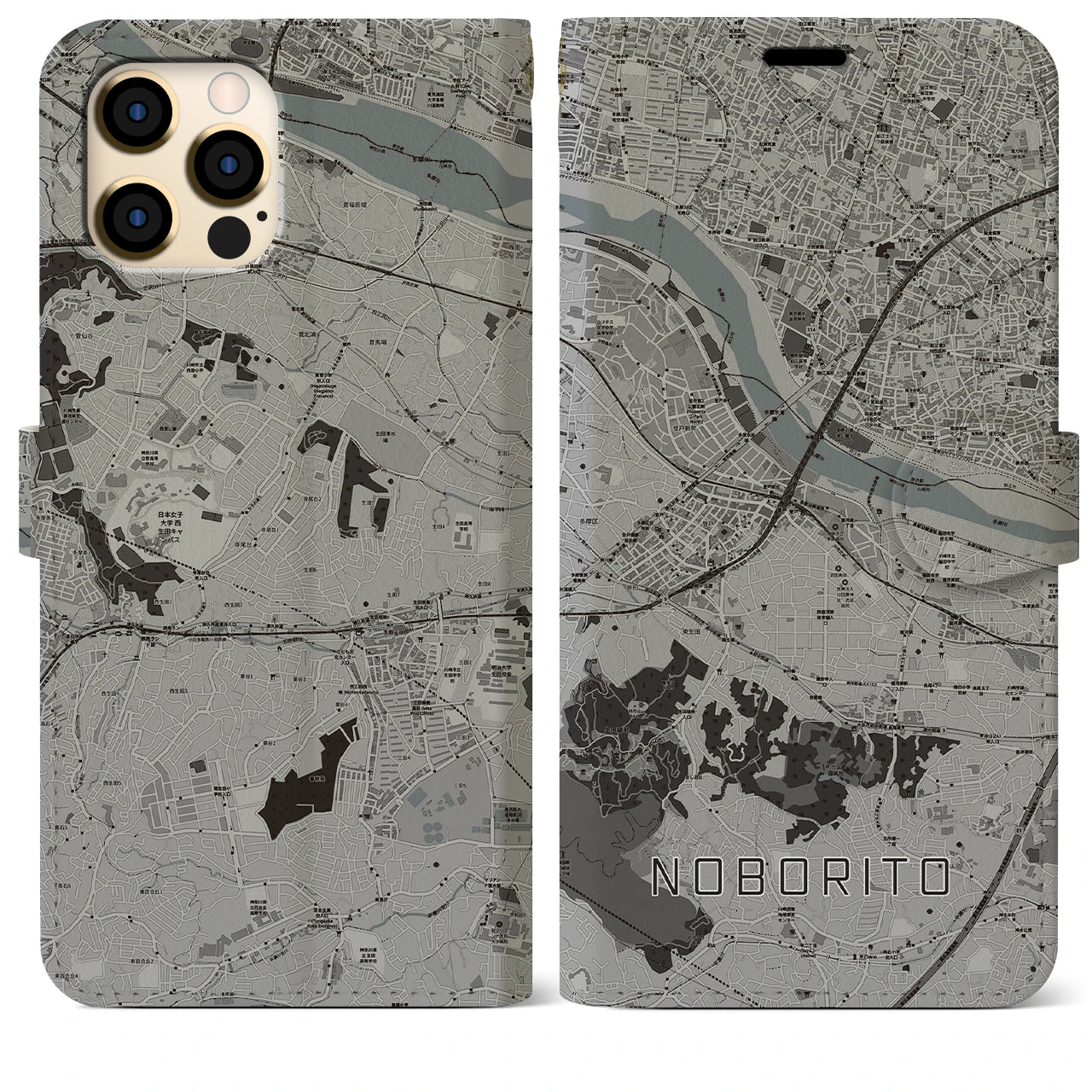 【登戸(神奈川県)】地図柄iPhoneケース(手帳タイプ)