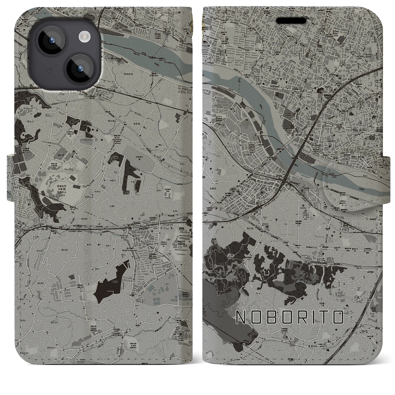 【登戸(神奈川県)】地図柄iPhoneケース(手帳タイプ)