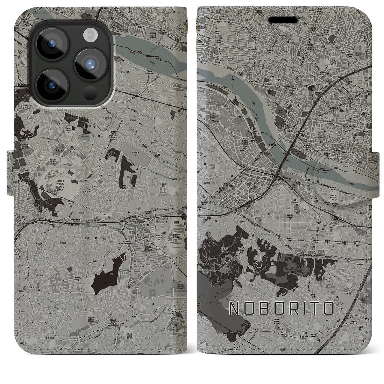 【登戸(神奈川県)】地図柄iPhoneケース(手帳タイプ)