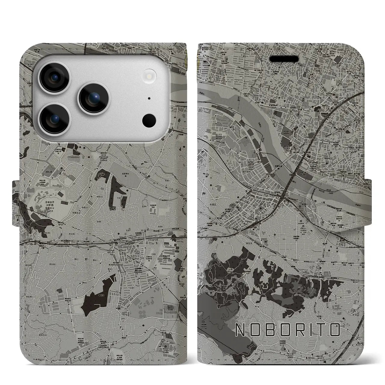 【登戸(神奈川県)】地図柄iPhoneケース(手帳タイプ)