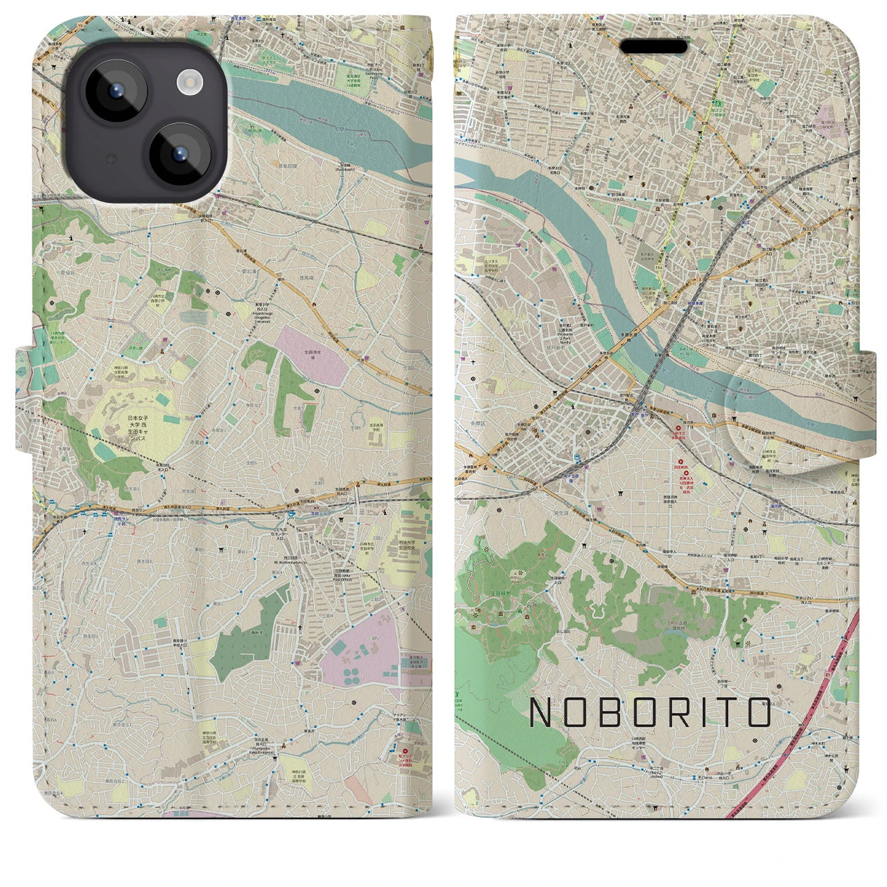 【登戸(神奈川県)】地図柄iPhoneケース(手帳タイプ)