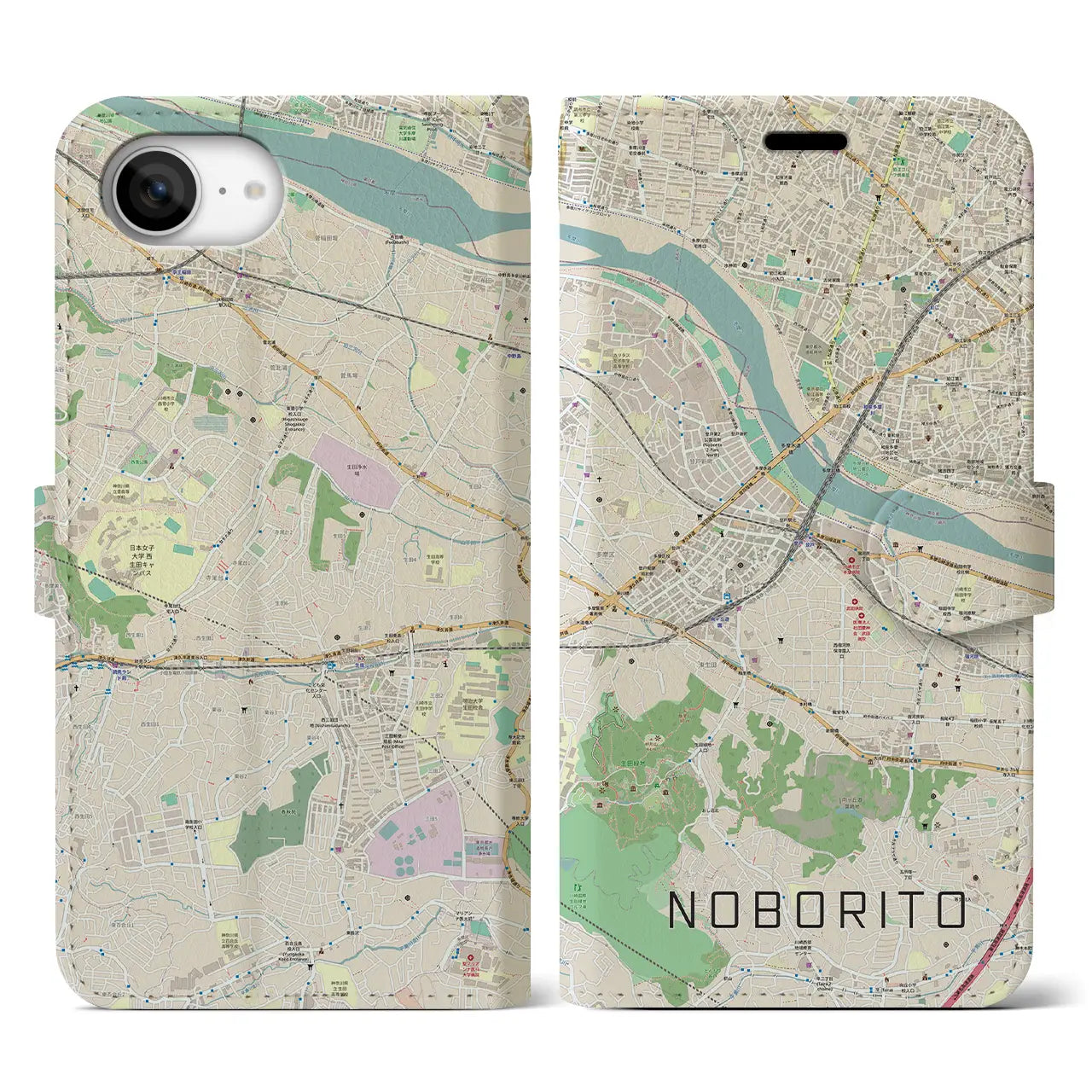 【登戸(神奈川県)】地図柄iPhoneケース(手帳タイプ)