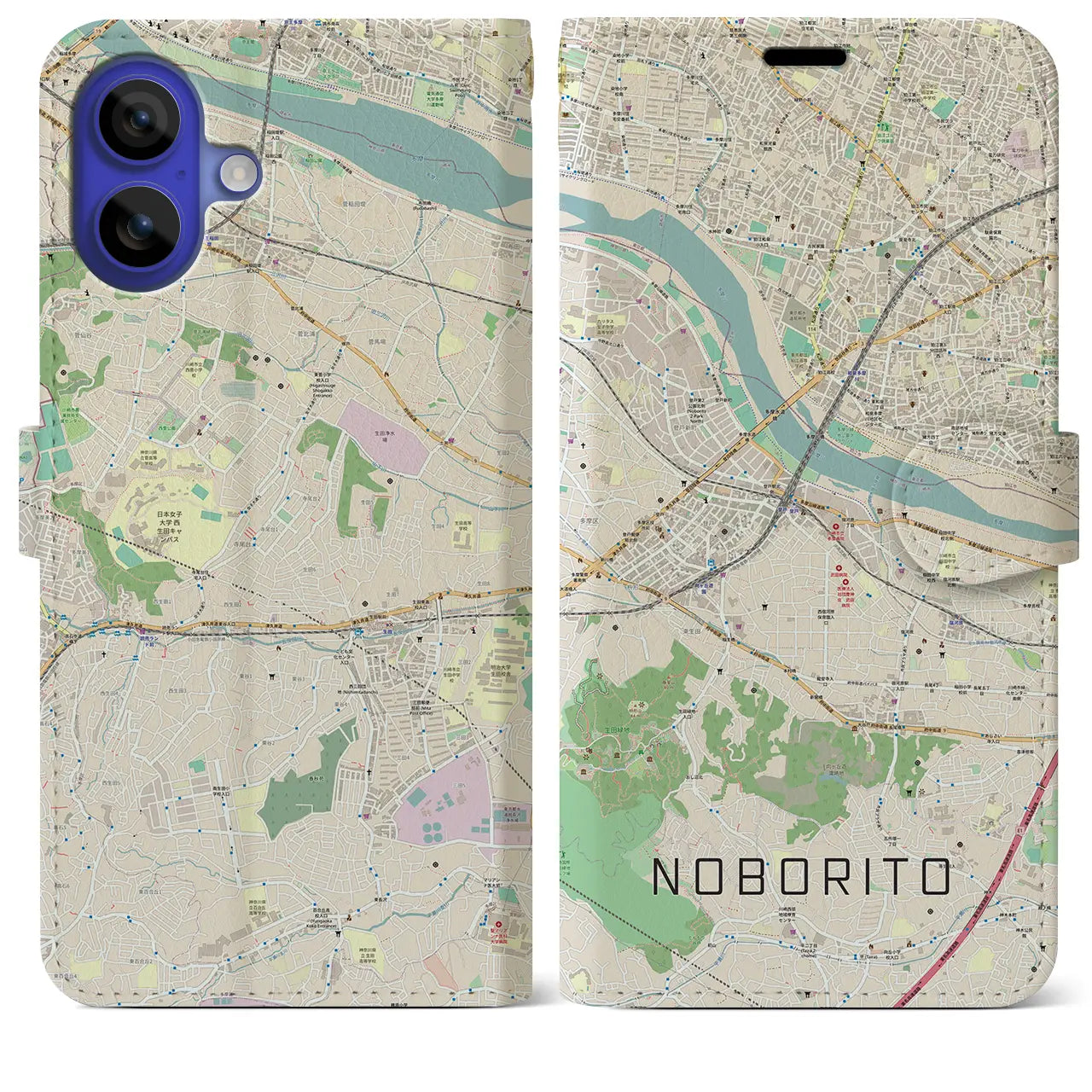 【登戸(神奈川県)】地図柄iPhoneケース(手帳タイプ)