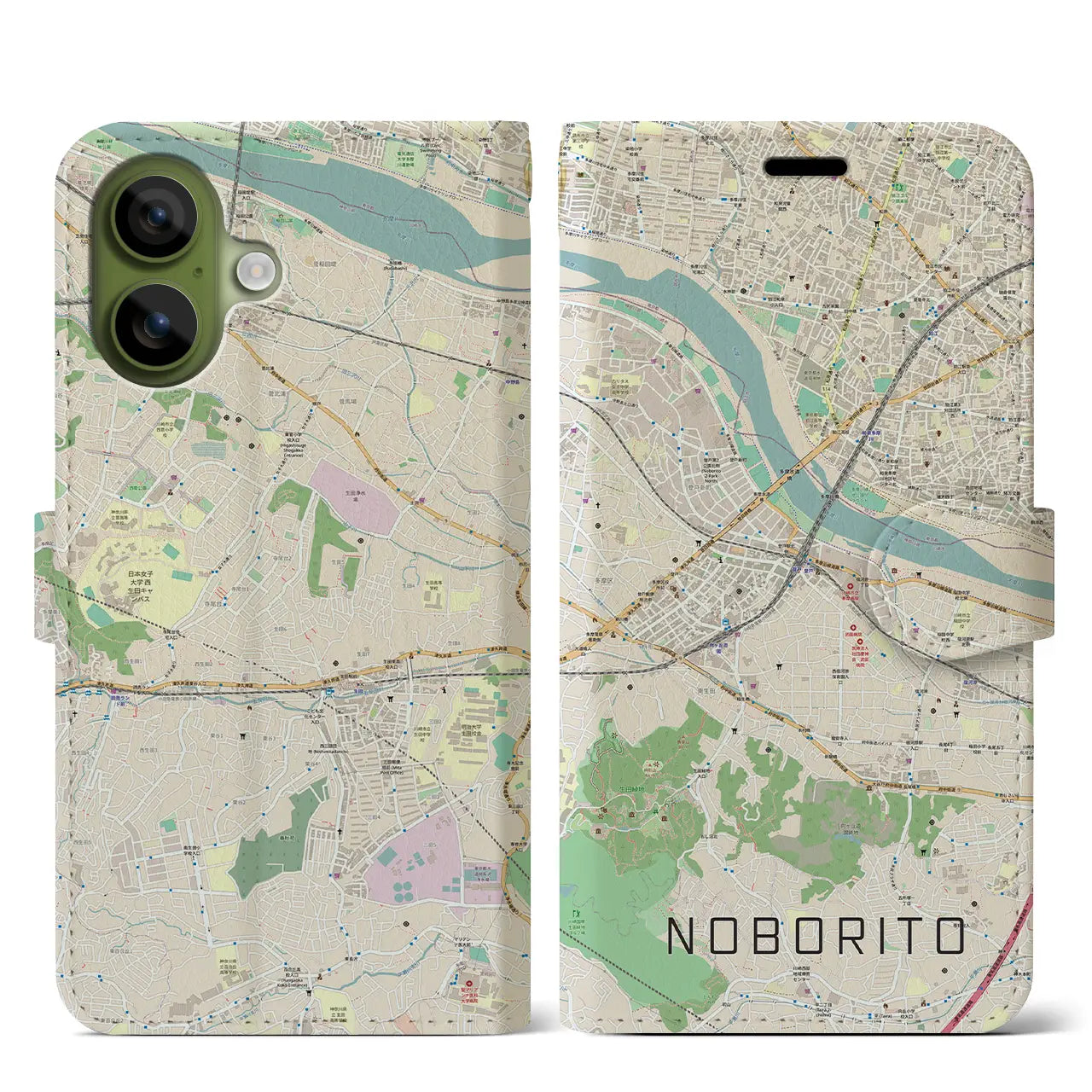 【登戸(神奈川県)】地図柄iPhoneケース(手帳タイプ)